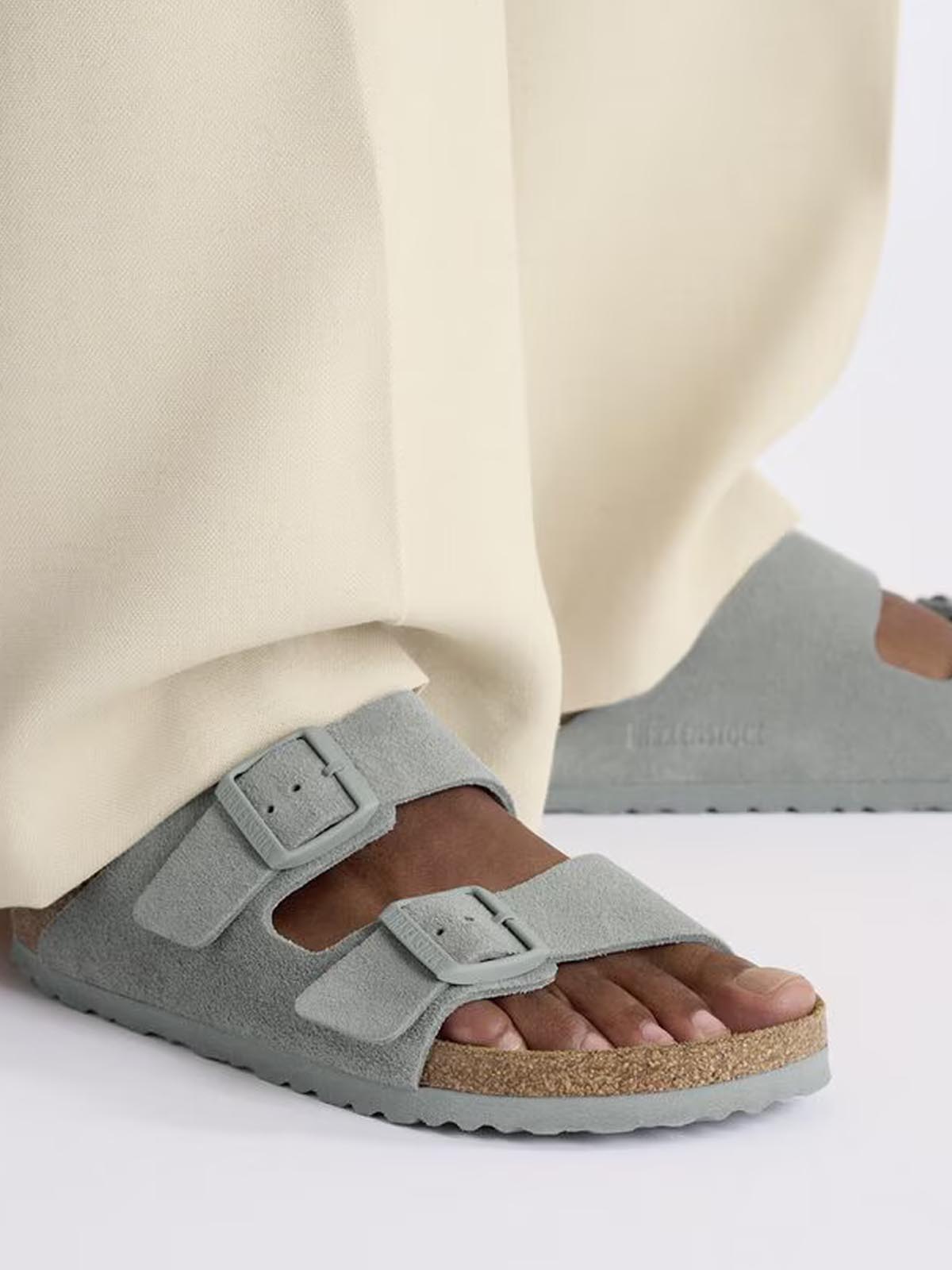 Birkenstock Arizona Suede Leather Pure Sage Narrow Fit