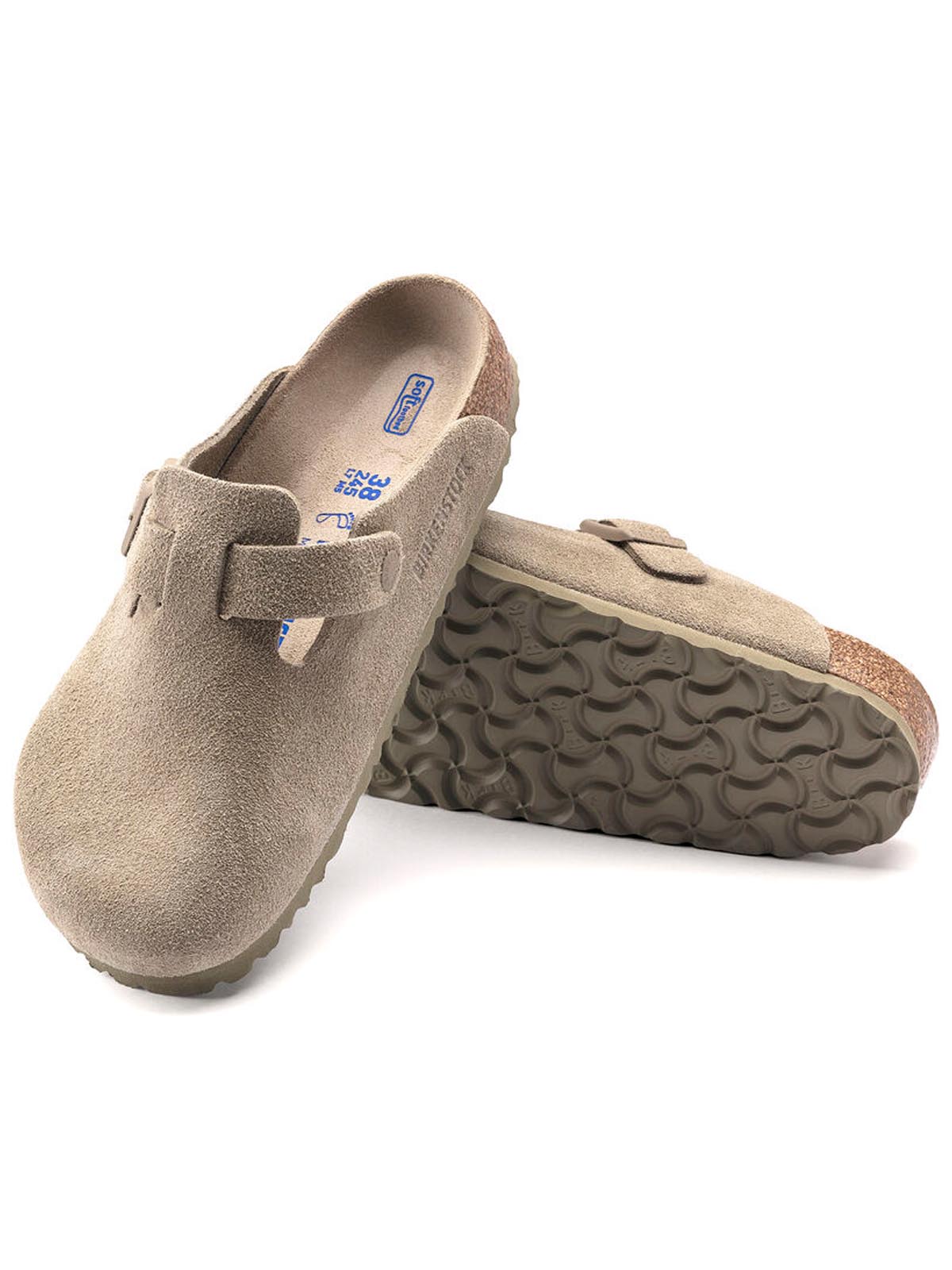 Birkenstock Boston Soft Footbed Suede Leather Faded Khaki Narrow Fit