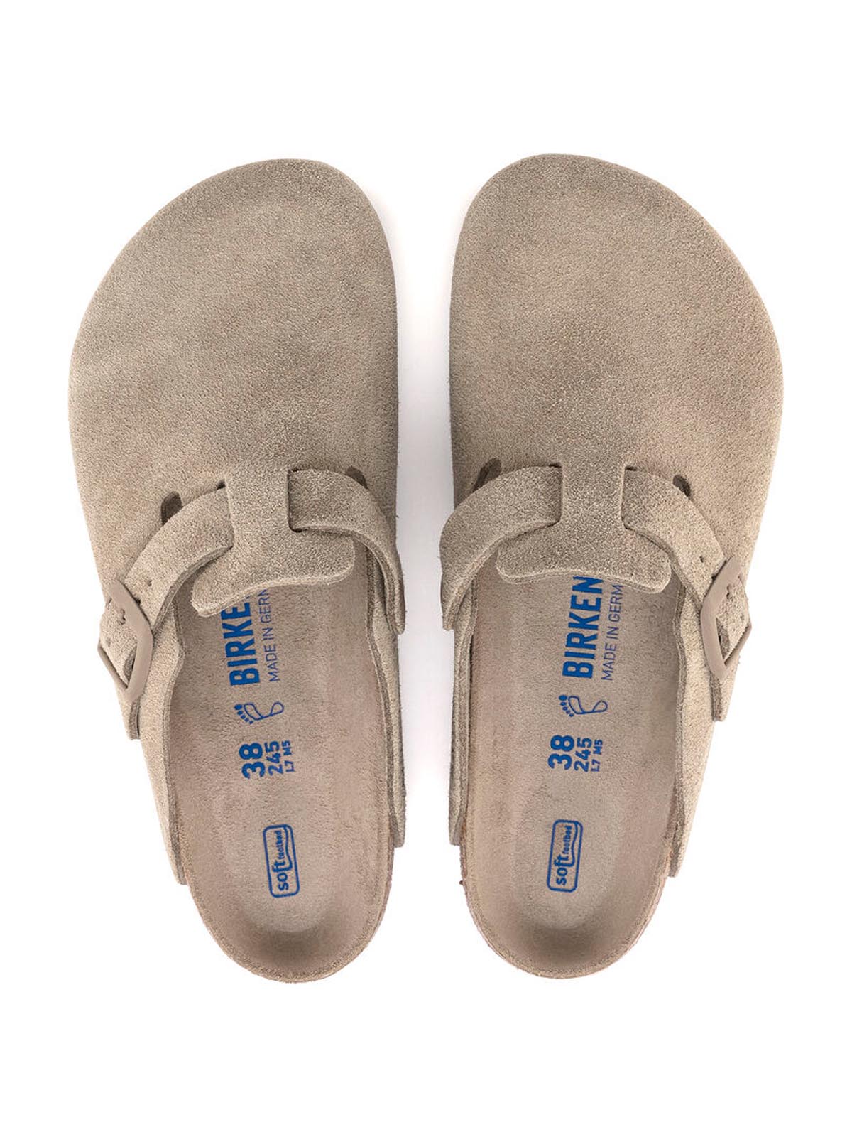 Birkenstock Boston Soft Footbed Suede Leather Faded Khaki Regular Fit