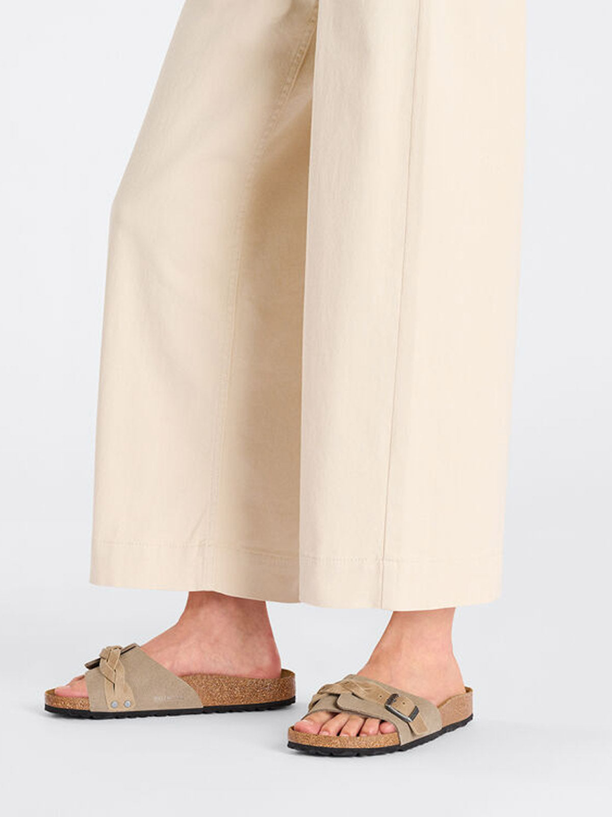 Birkenstock Oita Braided Suede Leather Taupe Narrow Fit