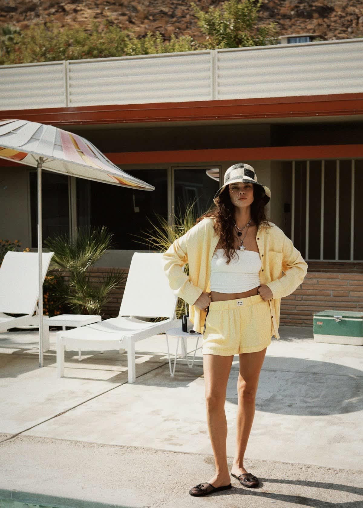 Brixton W's Crinkle Tube Top Tangerine Offwhite