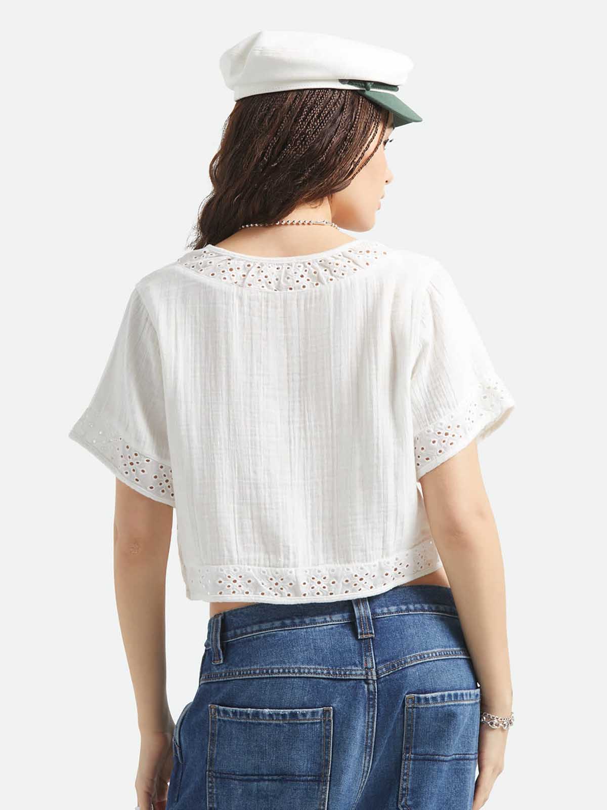 Brixton W's Seaside Eyelet Top Off White