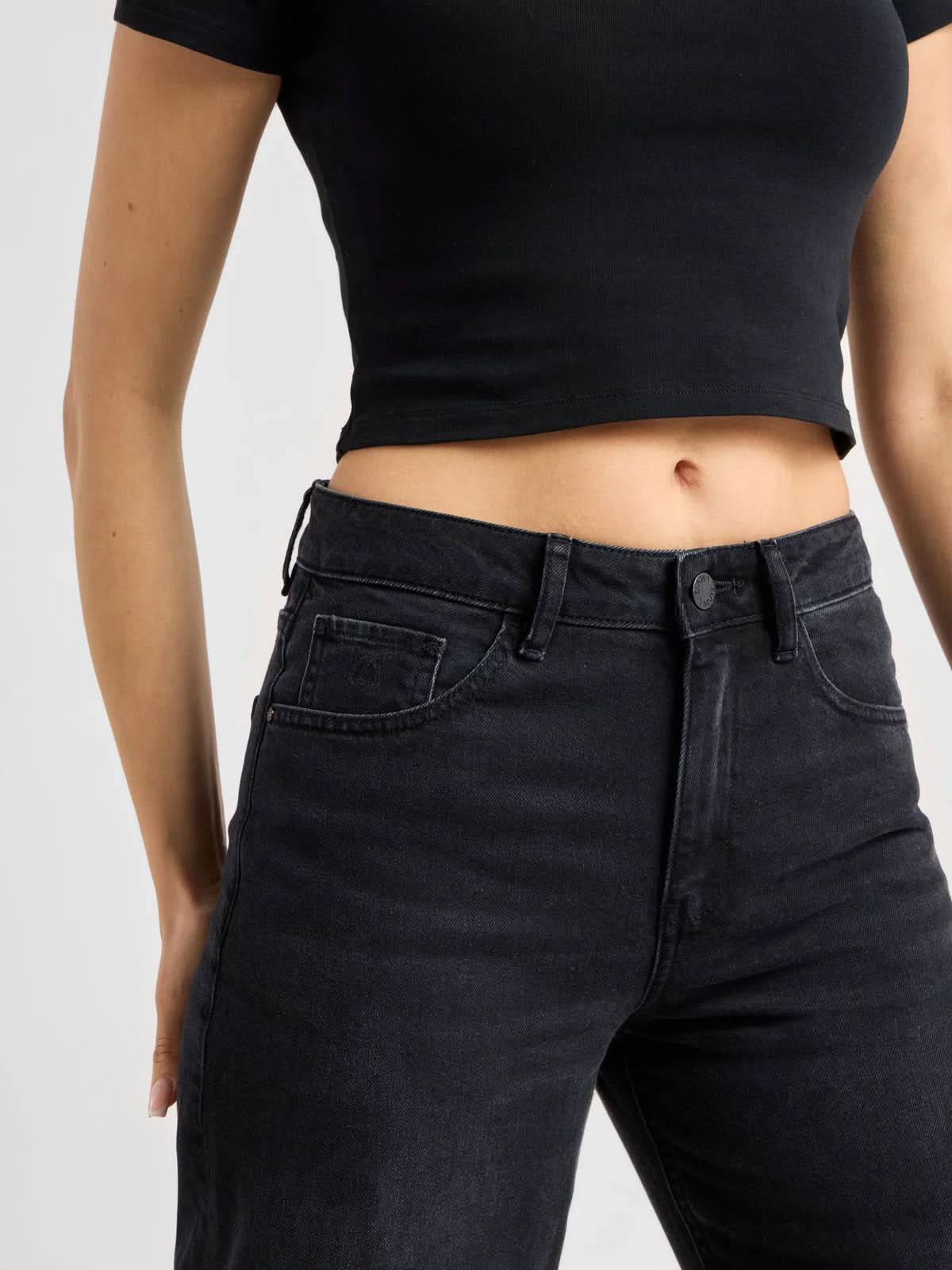 DAWN Ash Barrel Leg Black Denim L30