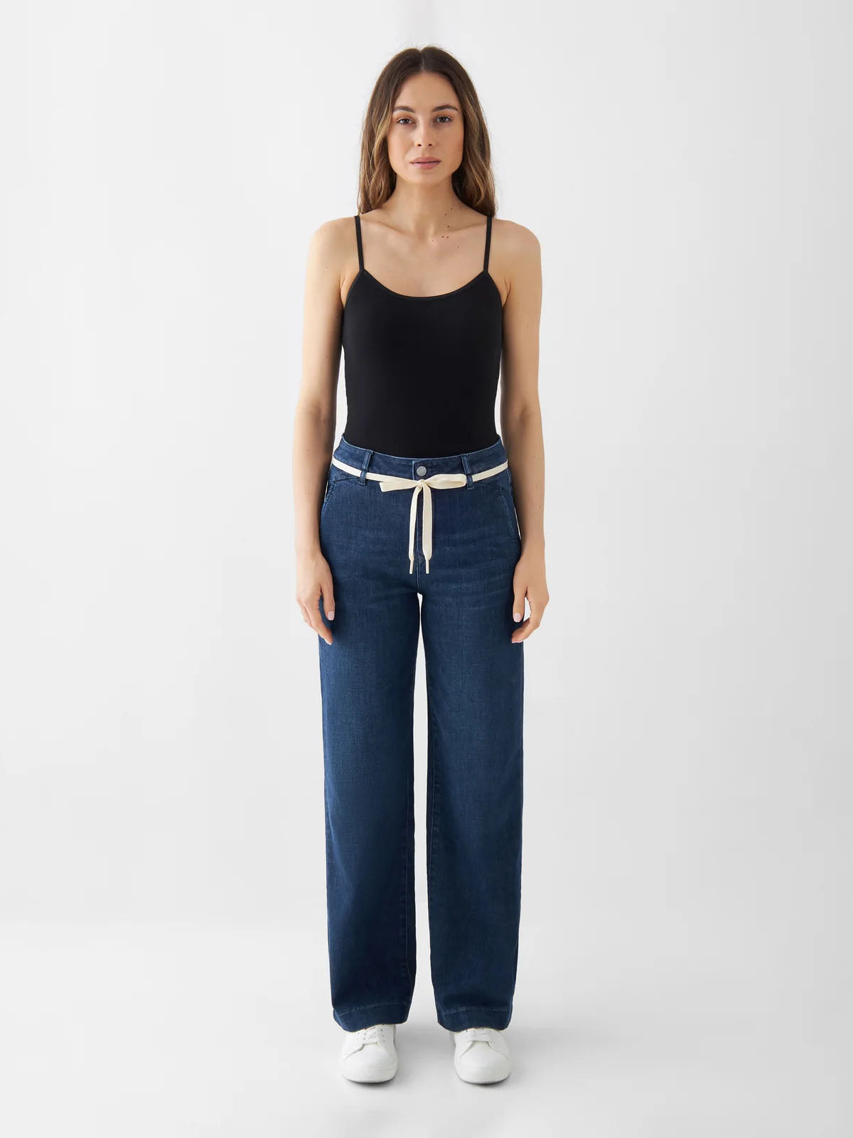 DAWN DEW Flared Soft Denim Jeans Dark Blue L28