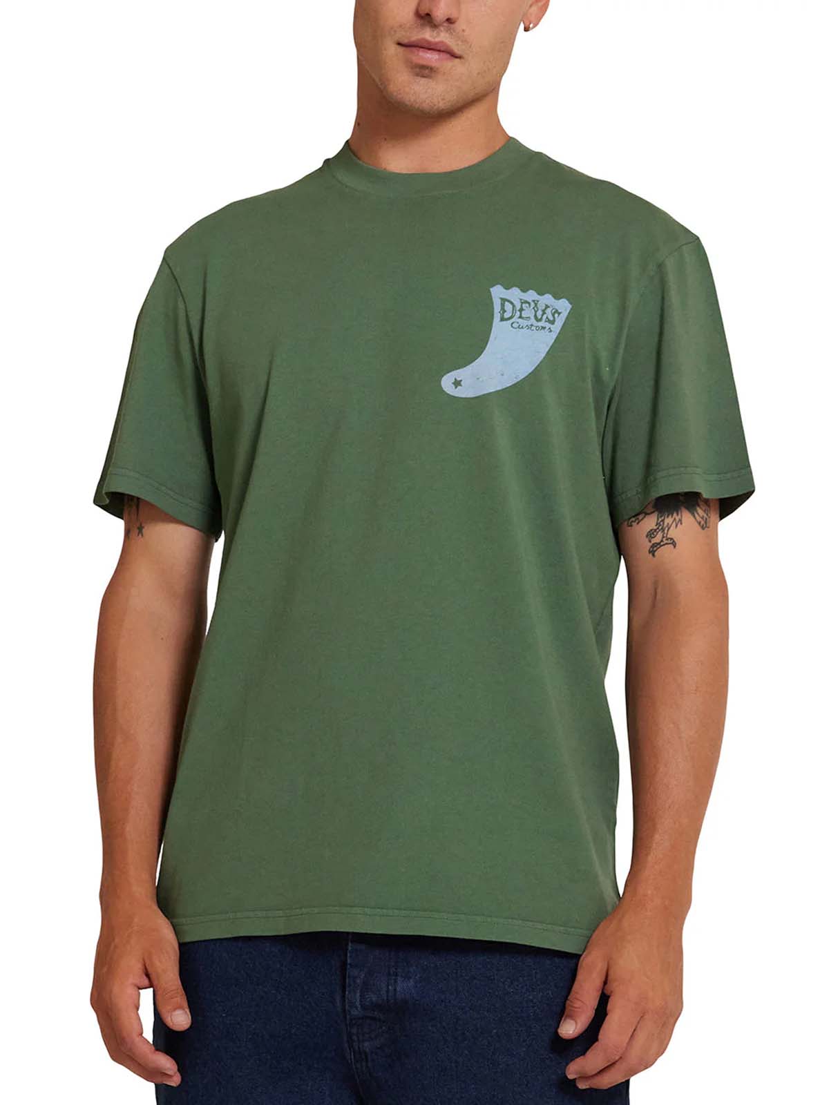 Deus Ex Machina Single Fin Tee Hillside Green