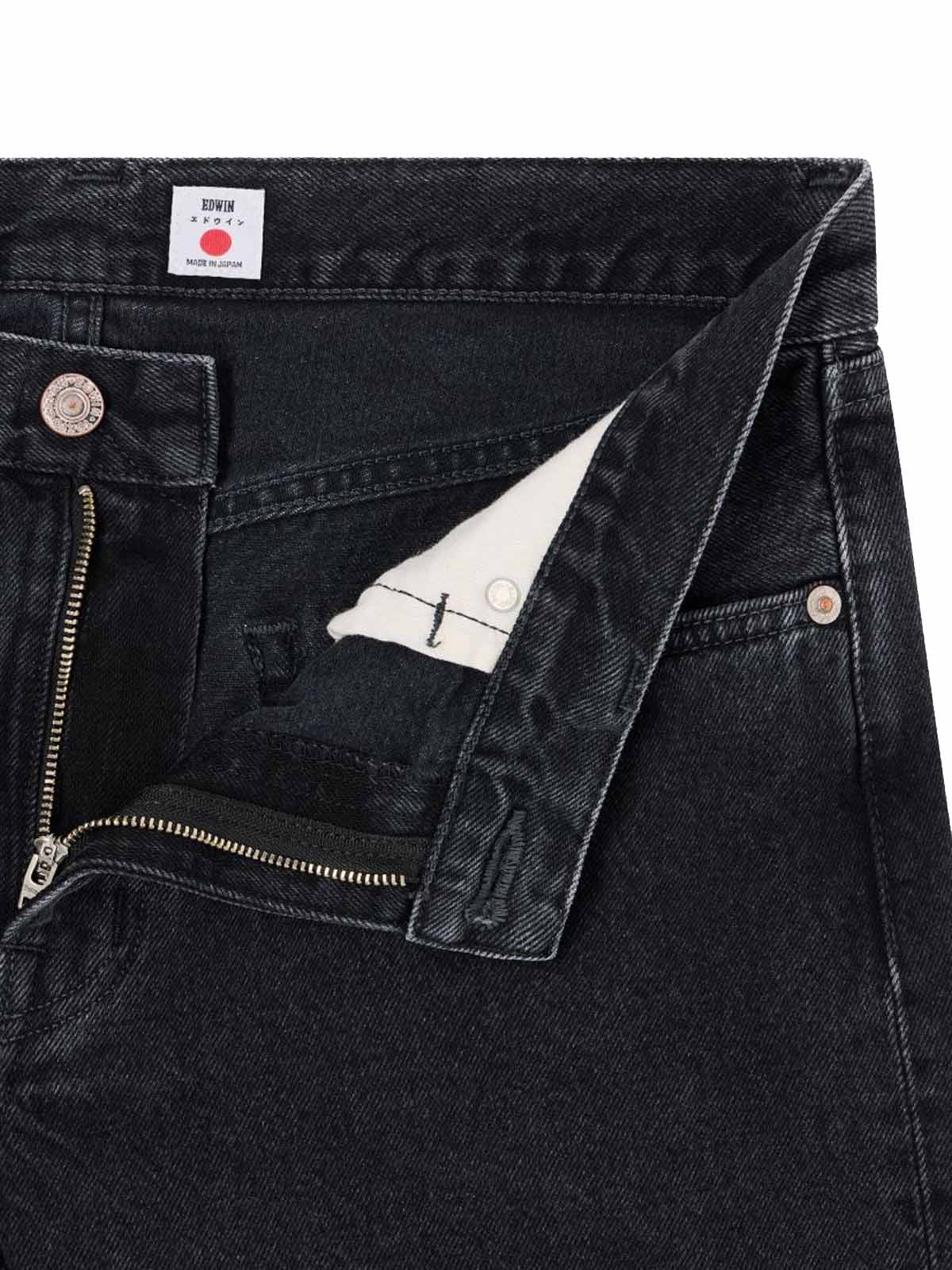 Edwin 13oz Kaihara Regular Tapered Jeans Black Dark Used L32