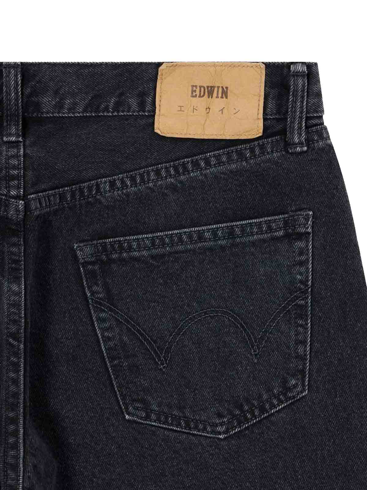 Edwin 13oz Kaihara Regular Tapered Jeans Black Dark Used L32