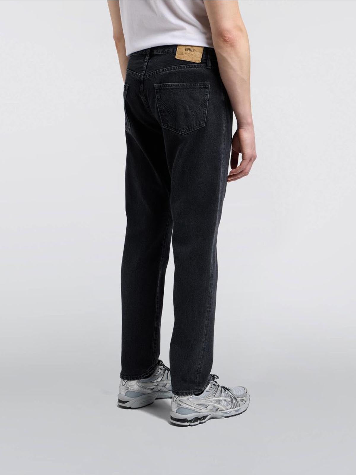 Edwin 13oz Kaihara Regular Tapered Jeans Black Dark Used L32