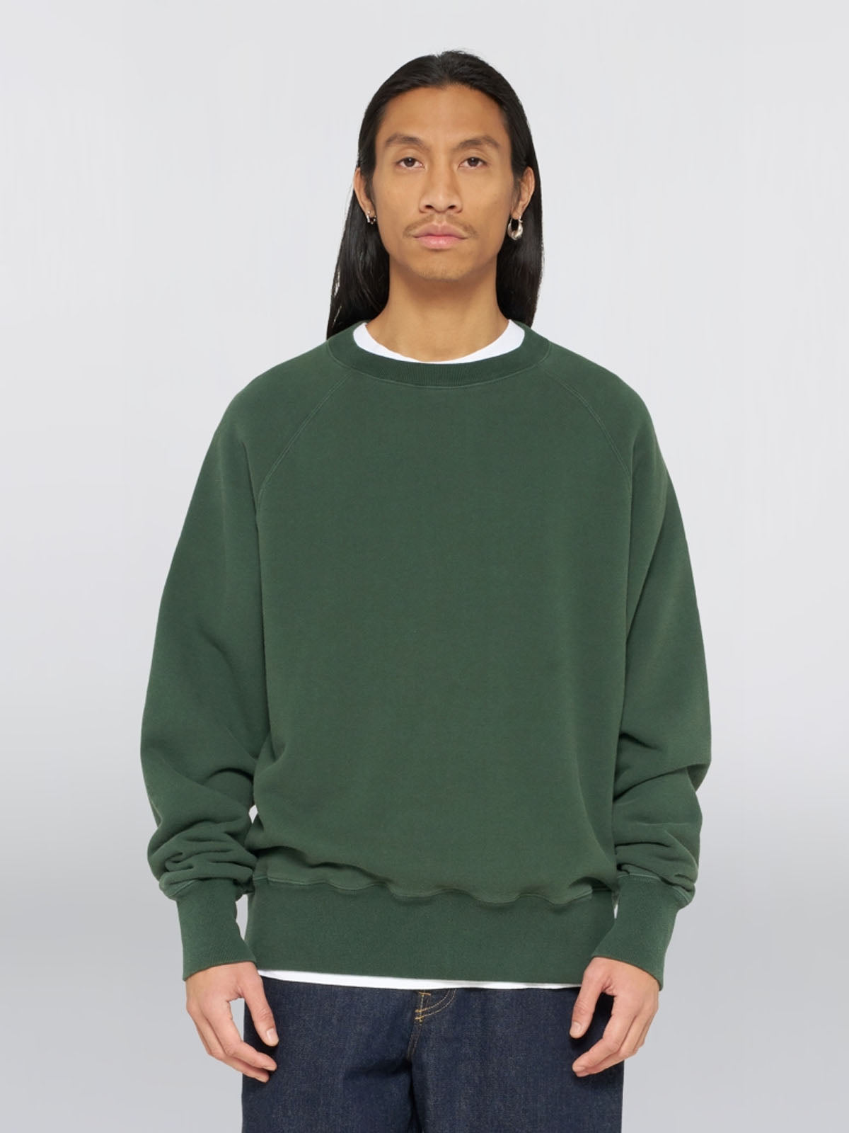 Edwin Raglan Sleeve Crew Green Ozone