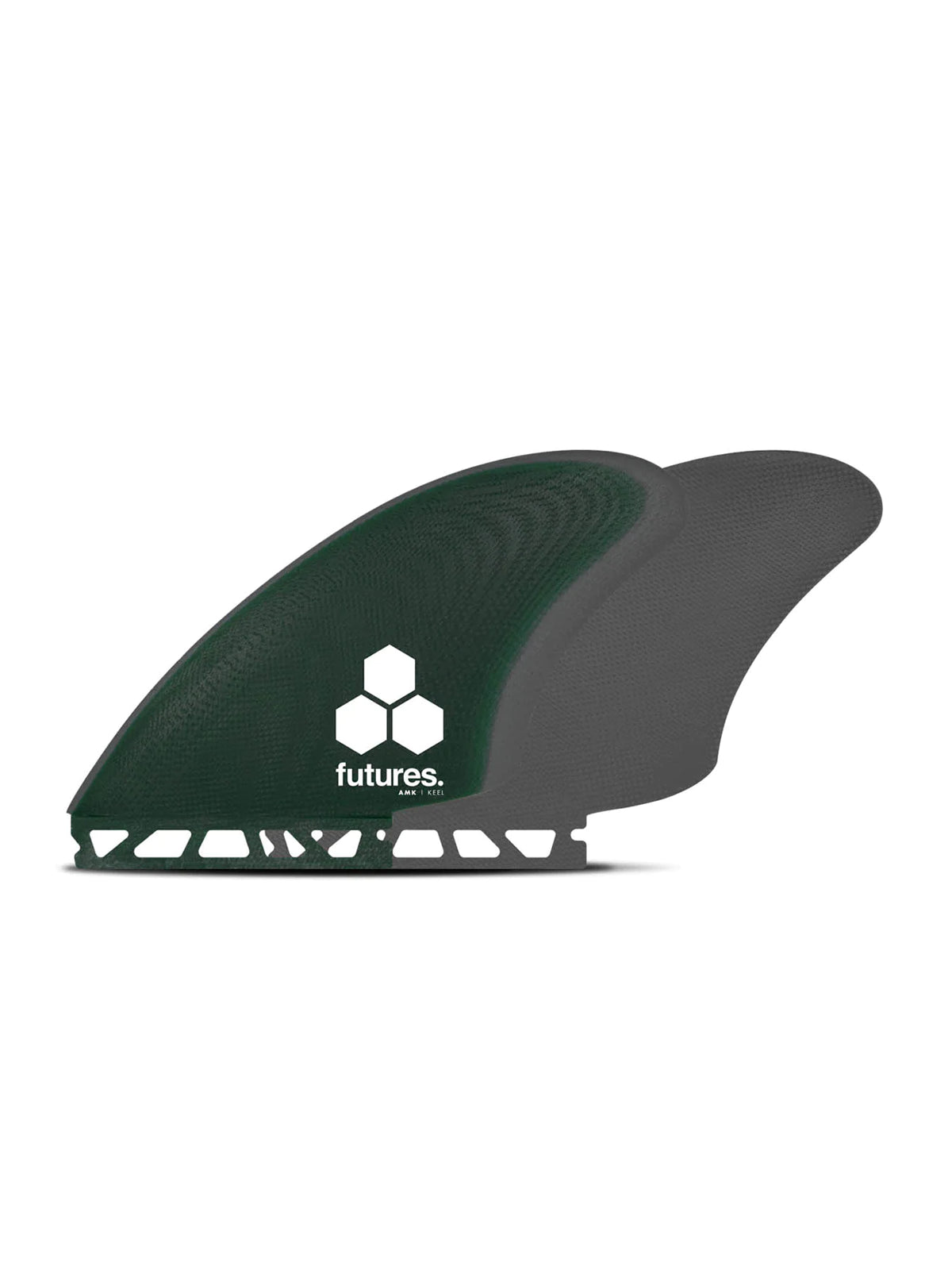 Futures Fins Twin Fin Set Amk Al Merrick Keel Fiberglas Green Grey