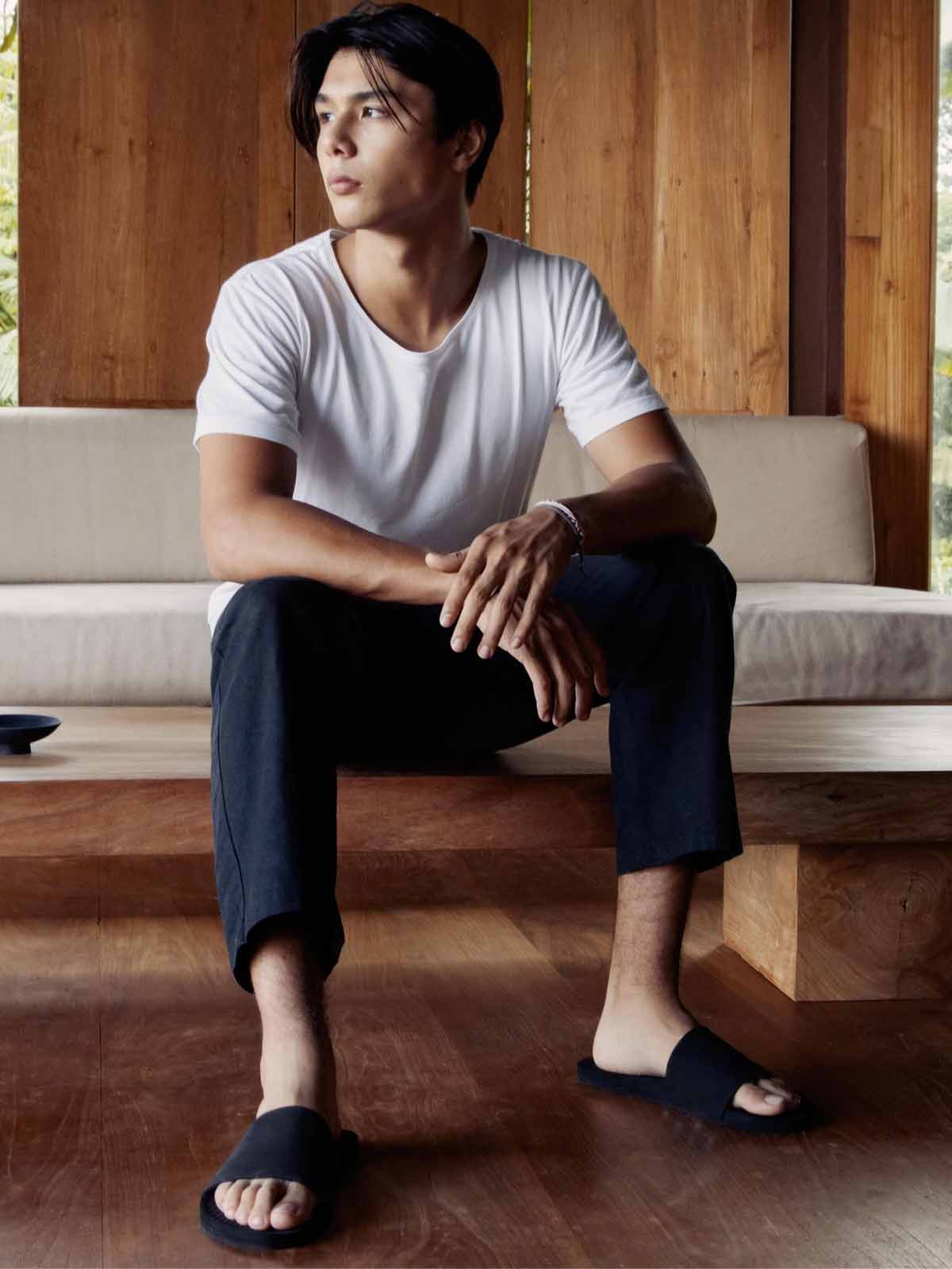 Indosole Mens Sandals Essntls Slides Black