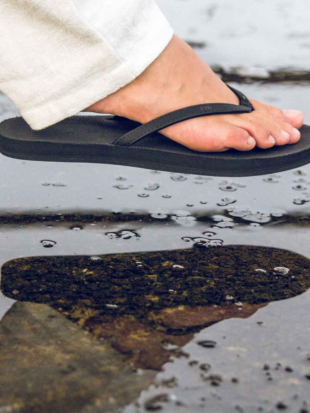 Indosole Womens ESSNTLS Flip Flops Black