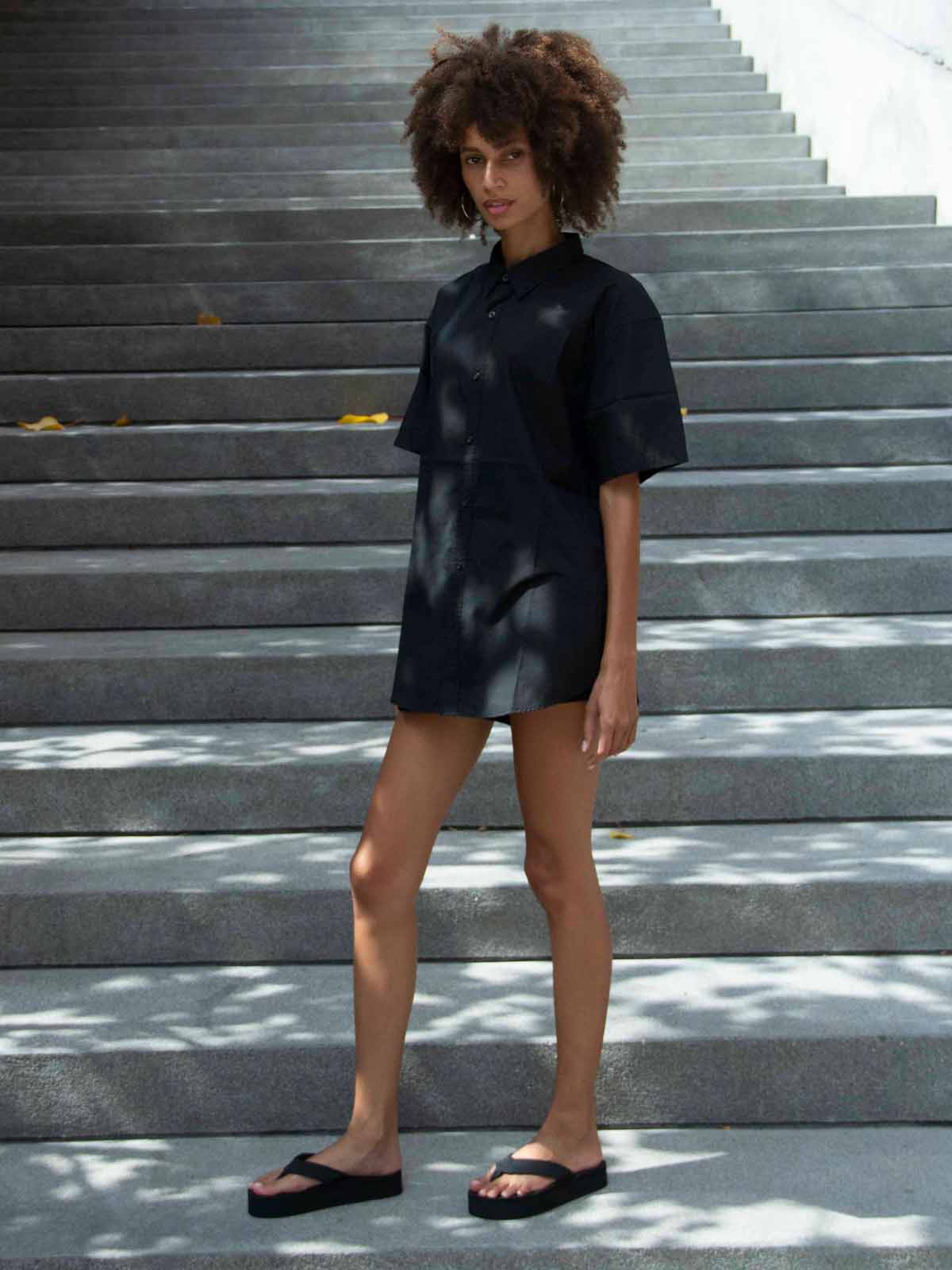 Indosole Womens Sandals Flip Flops Platform Black