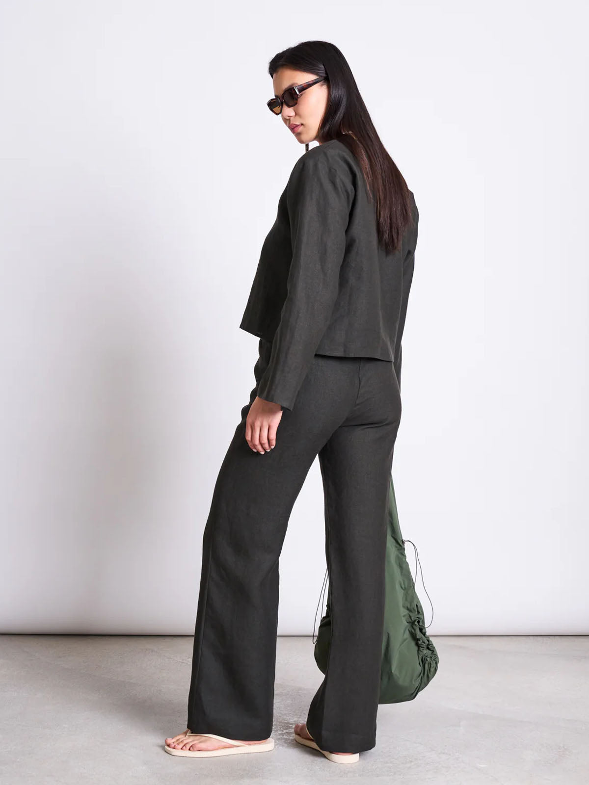 Jan 'n June Linen Drawstring Pants Sjov Dark Olive