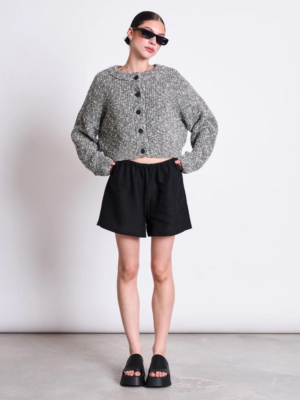 Jan 'n June Linen Drawstring Shorts Marum Black