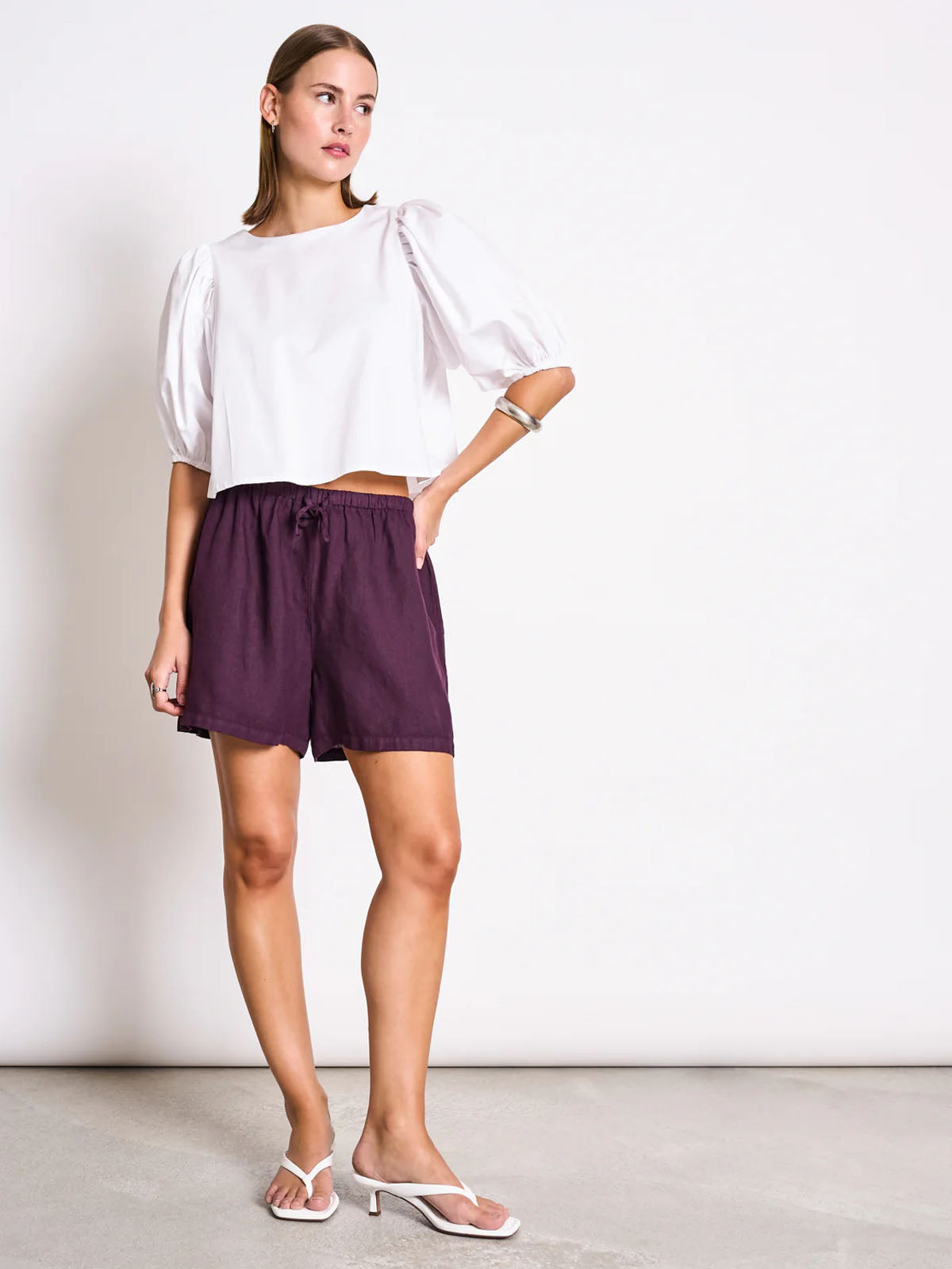 Jan 'n June Linen Drawstring Shorts Marum Cherry Lacquer