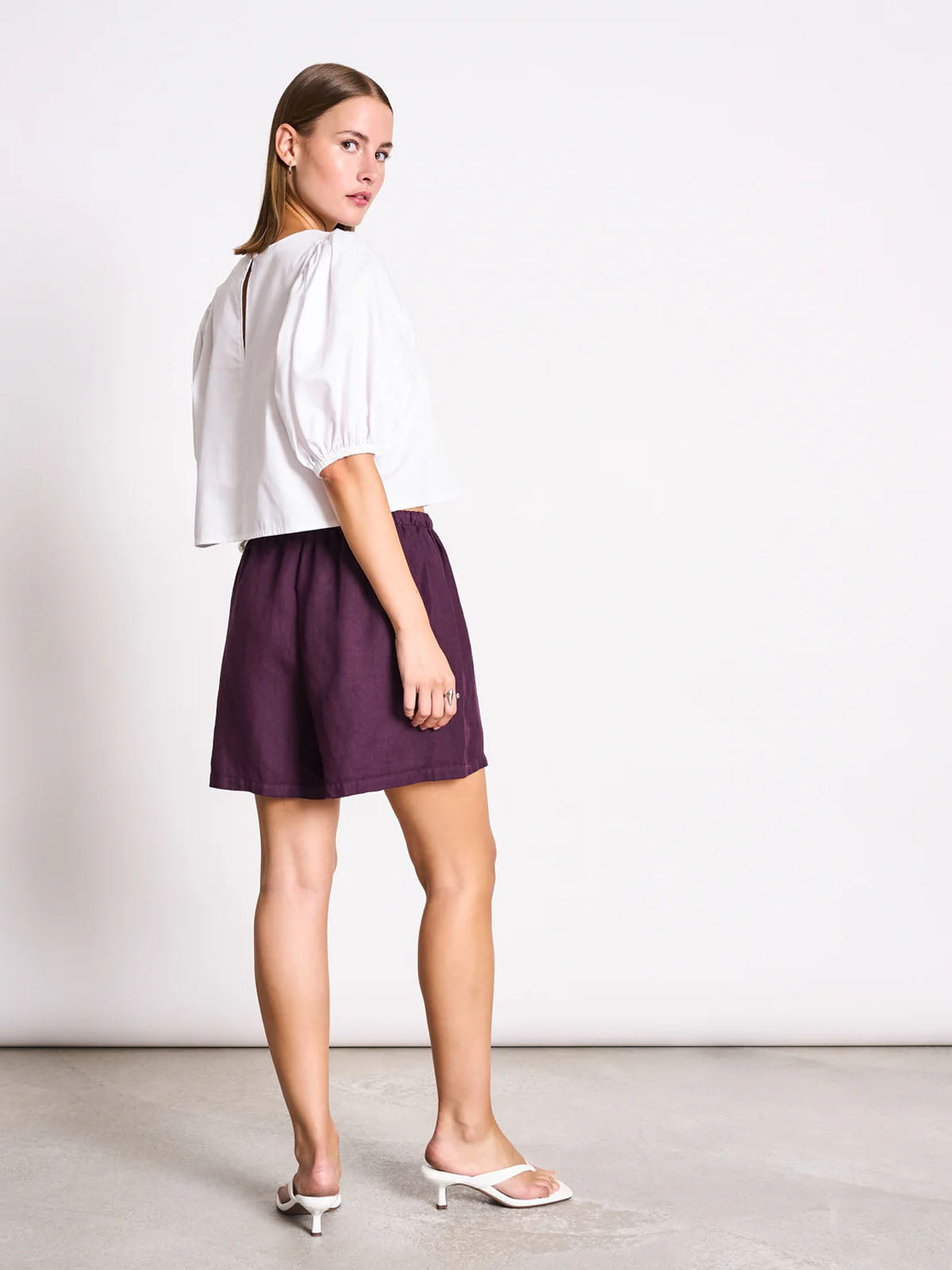 Jan 'n June Linen Drawstring Shorts Marum Cherry Lacquer