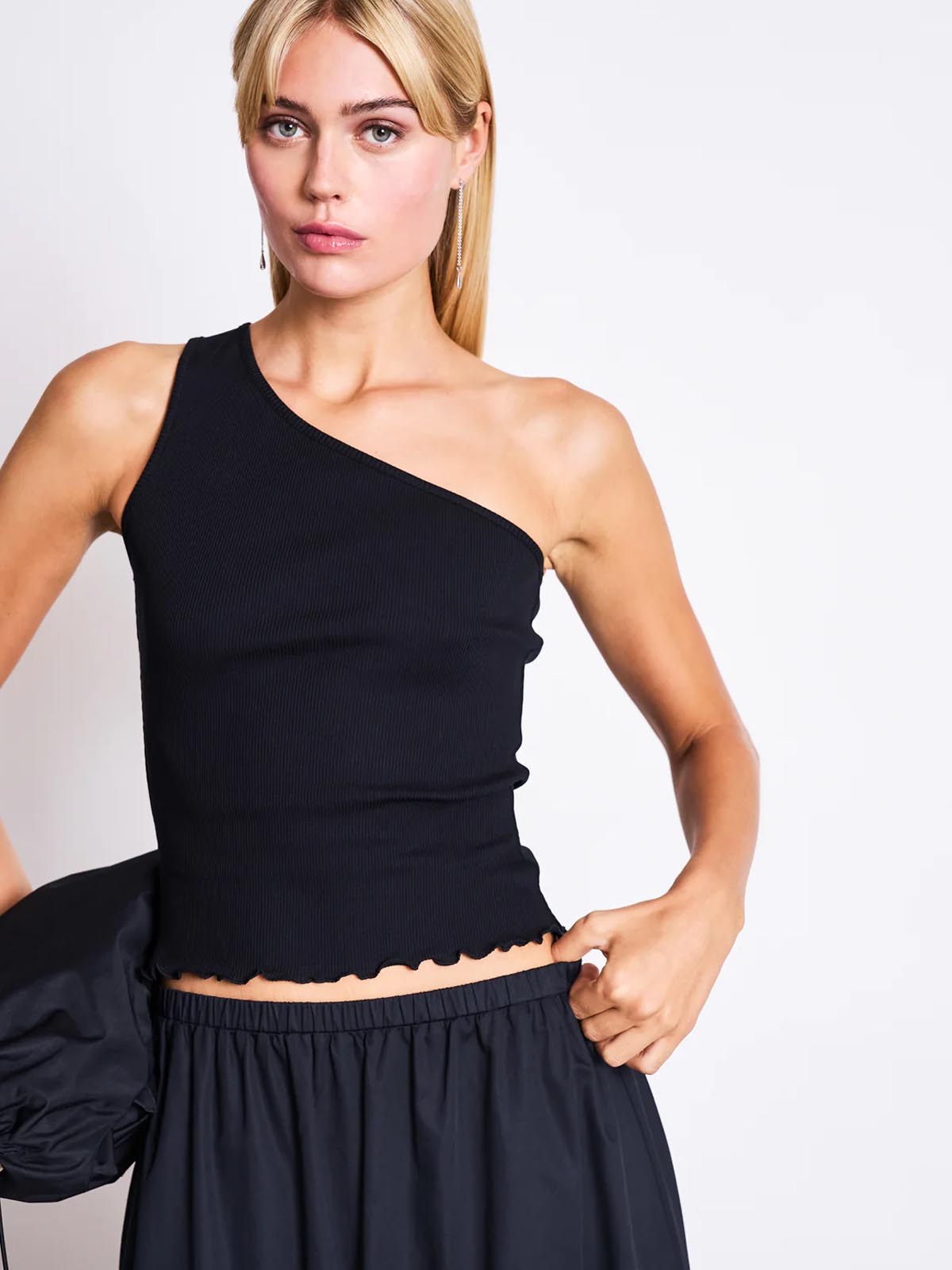 Jan 'n June One Shoulder Top Tigirs Black
