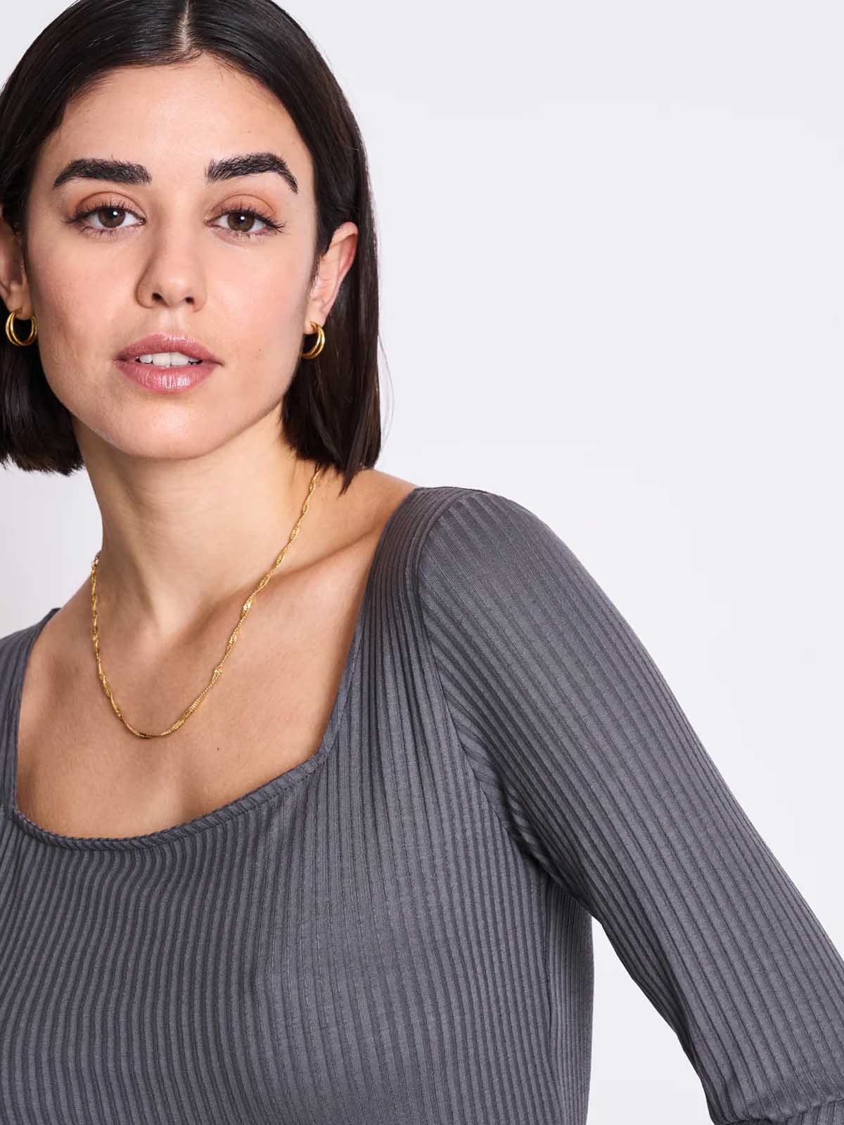 Jan 'n June Fria Square Neck Longsleeve Dark Grey