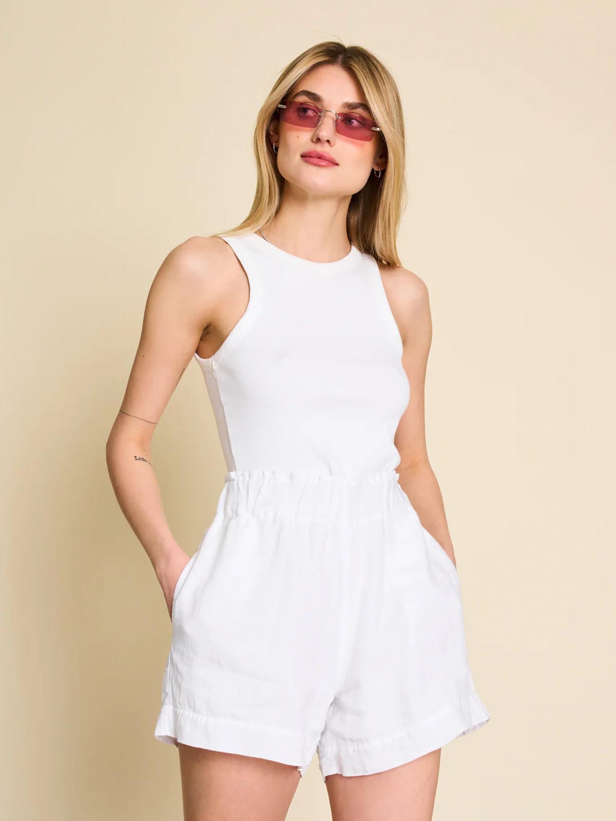 Jan 'n June Linen Shorts Tournai White