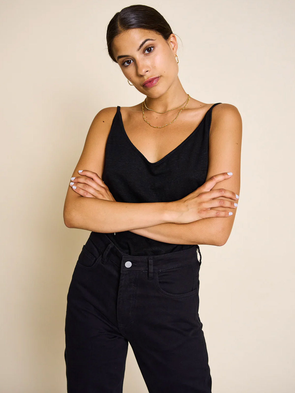 Jan 'n June Slip Top Triangle Flow Black