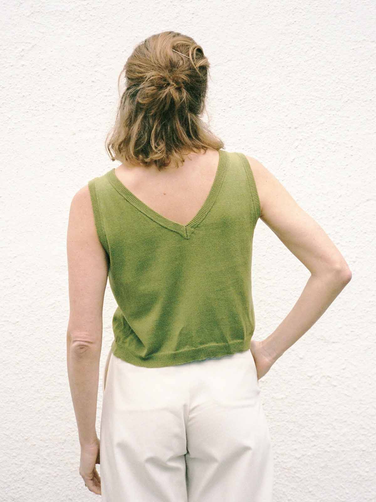 Jungle Folk Flora Knit Top Moss Green