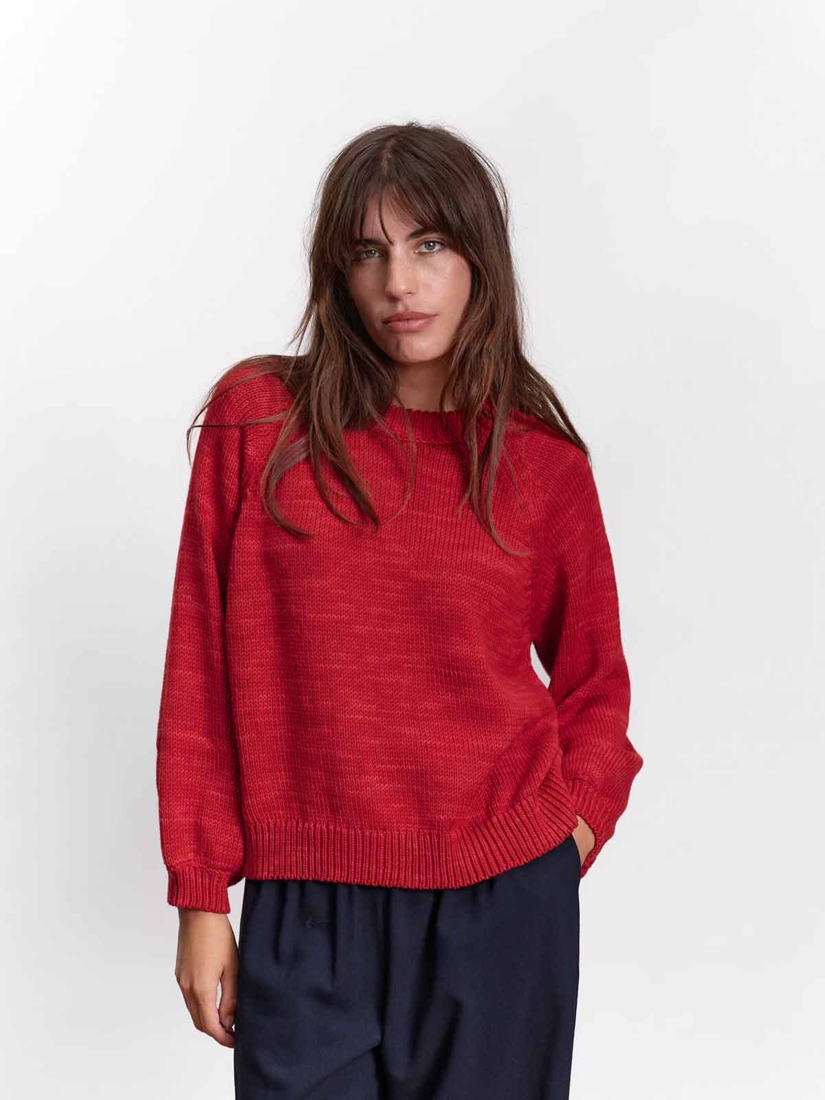 Jungle Folk Franca Knit Sweater Pomegranate