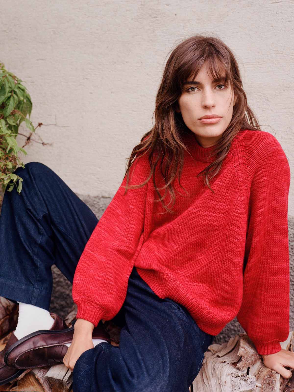 Jungle Folk Franca Knit Sweater Pomegranate