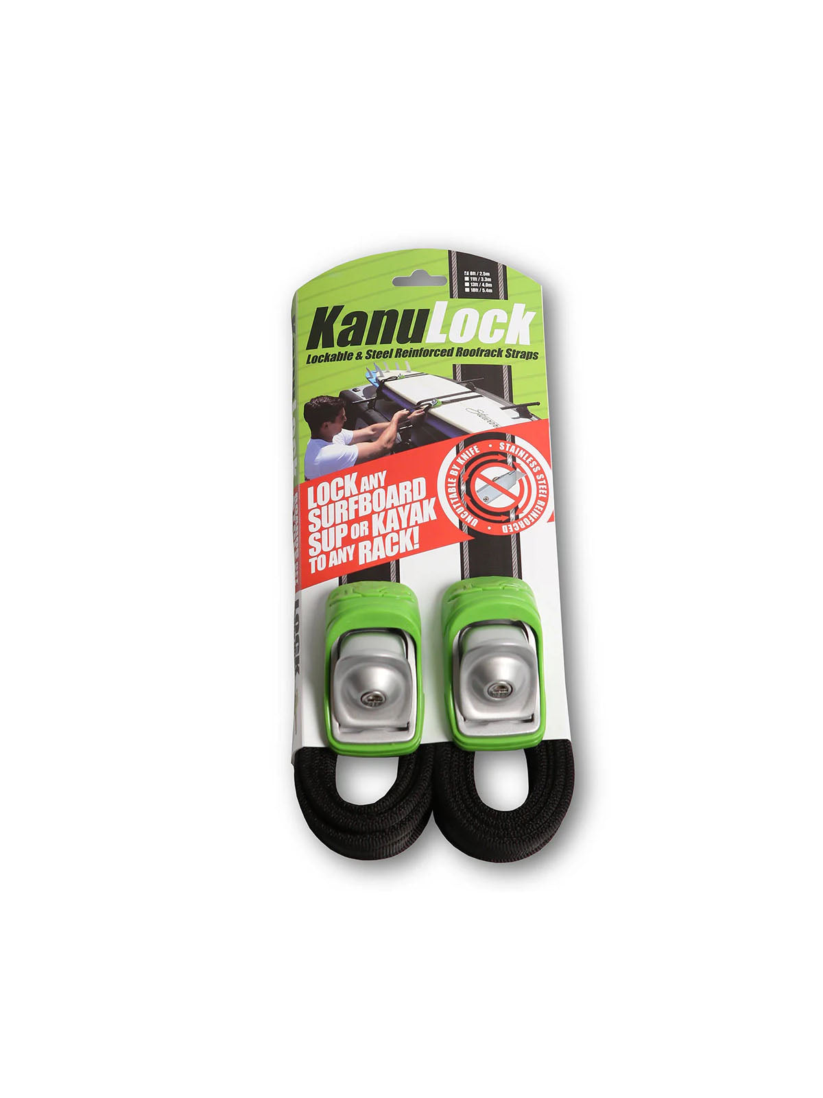 Kanulock Lockable Tiedown Set 2.5 m / 8 ft green