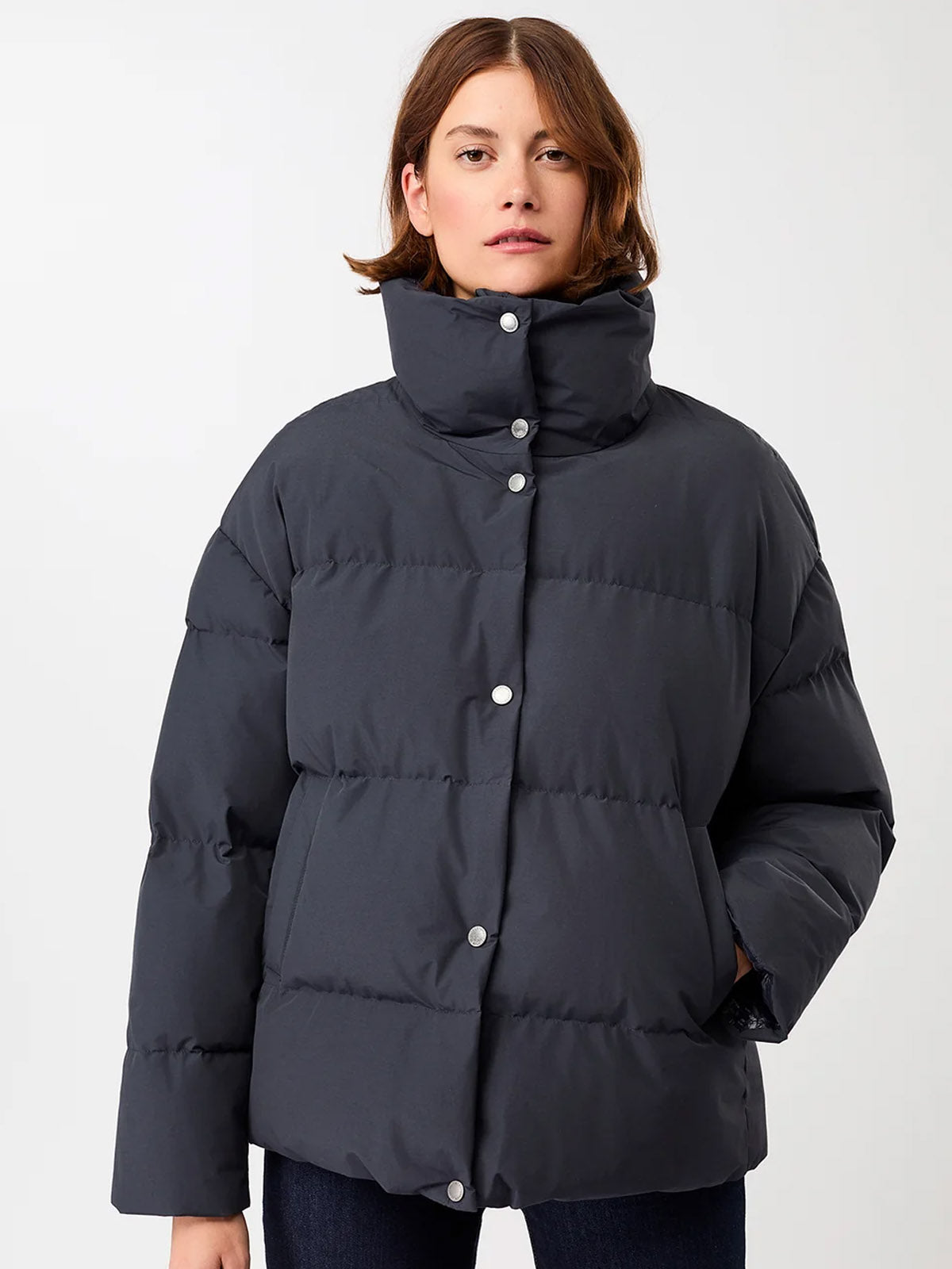 LangerChen Gesteppte Jacke Stehkragen Navy