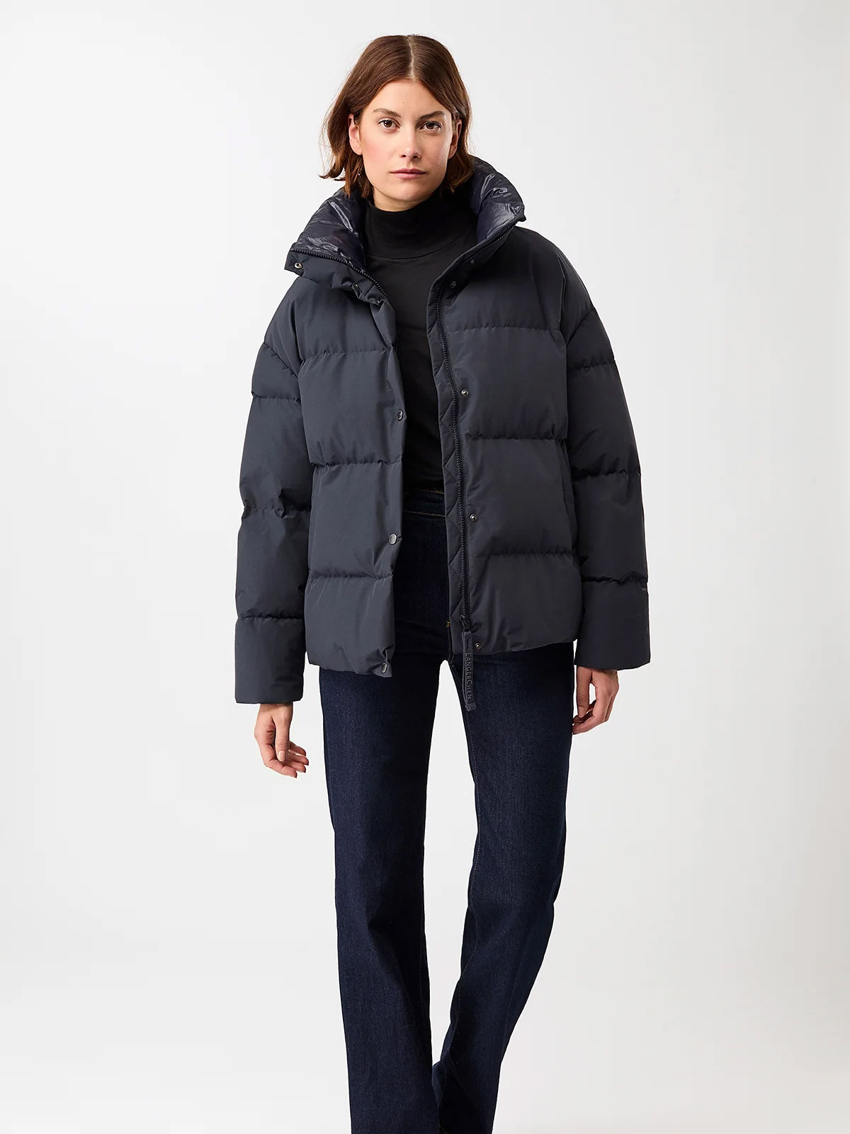 LangerChen Gesteppte Jacke Stehkragen Navy