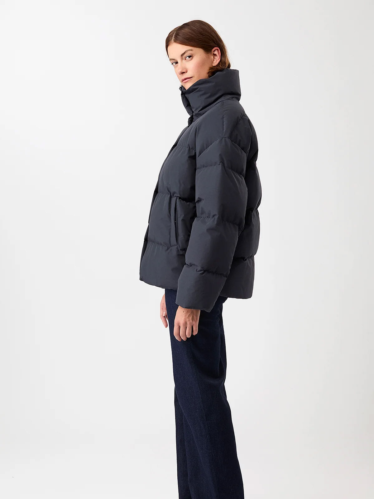 LangerChen Gesteppte Jacke Stehkragen Navy