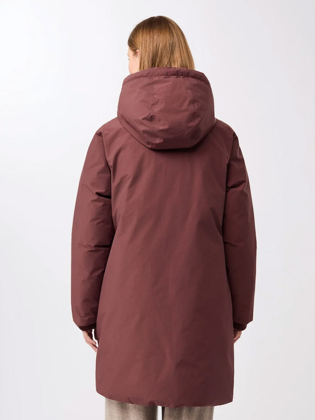 LangerChen Lange Jacke mit Kapuze Burgundy