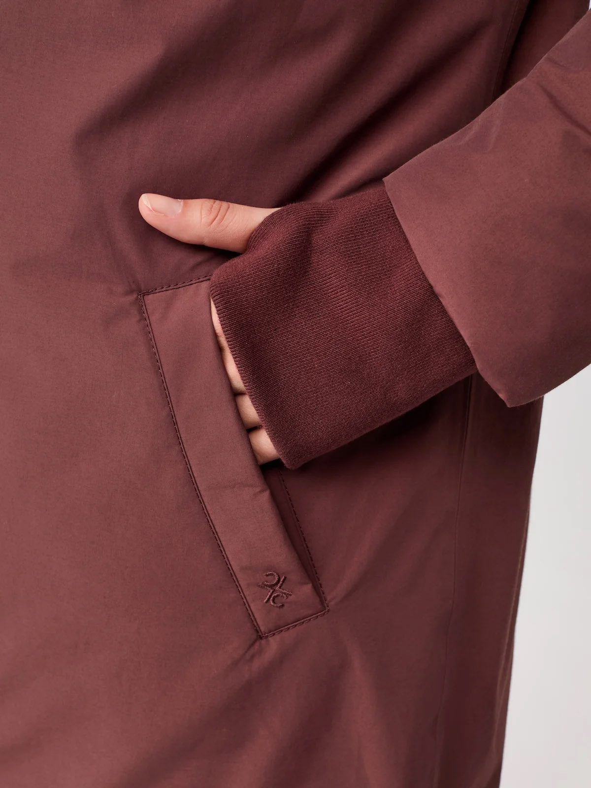 LangerChen Lange Jacke mit Kapuze Burgundy