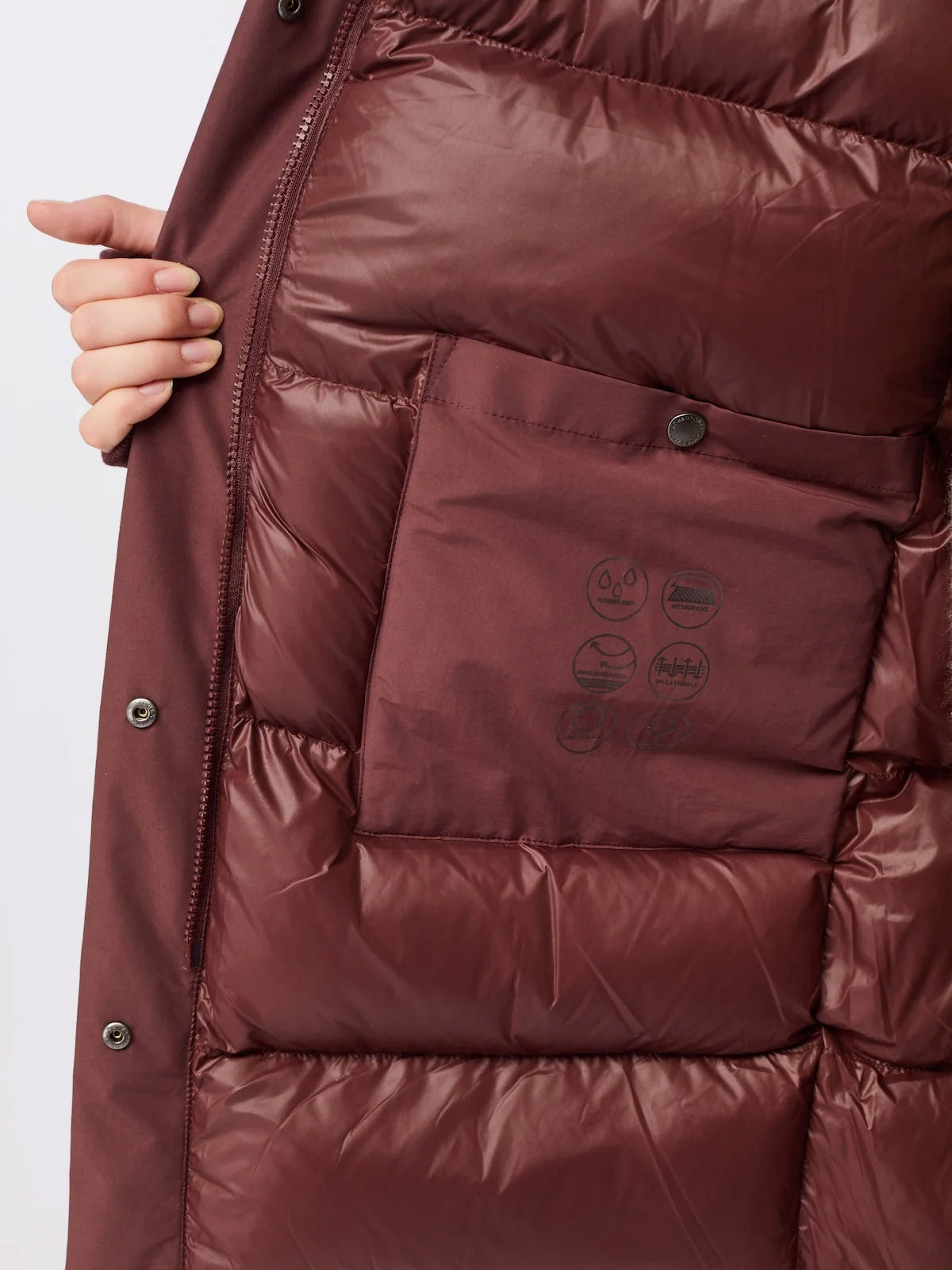 LangerChen Lange Jacke mit Kapuze Burgundy