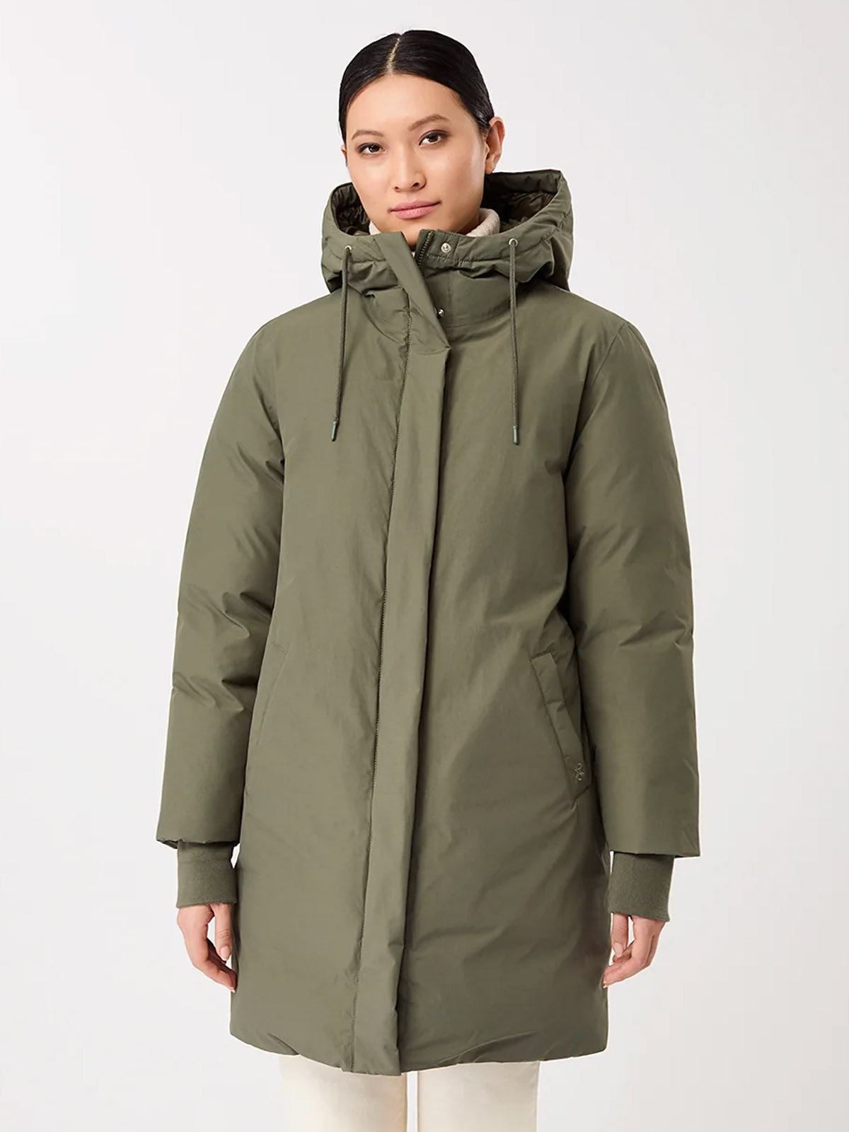 LangerChen Lange Jacke mit Kapuze Sencha