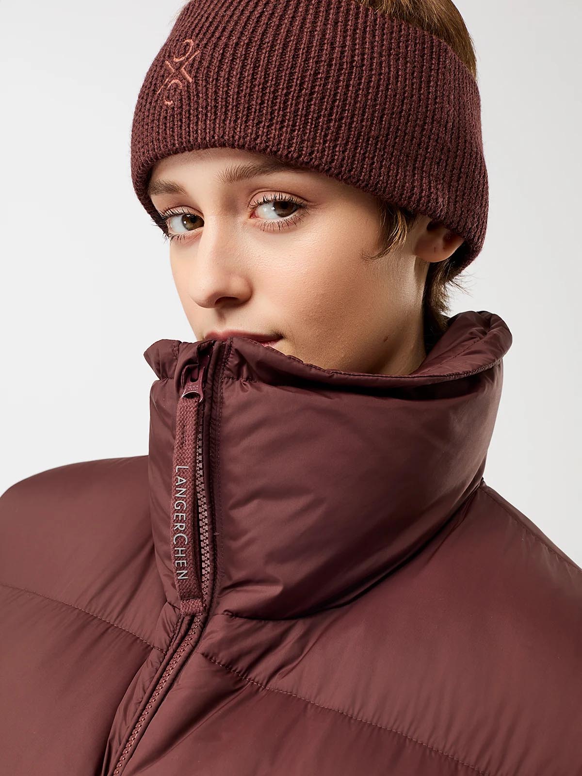 LangerChen Wattierte Weste Gesteppt Burgundy