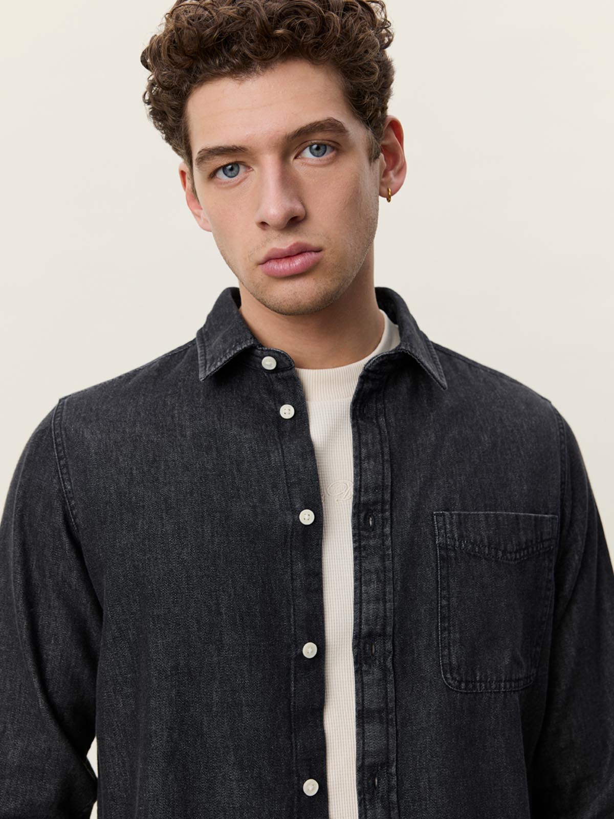 Les Deux Denim Shirt Black Washed Denim