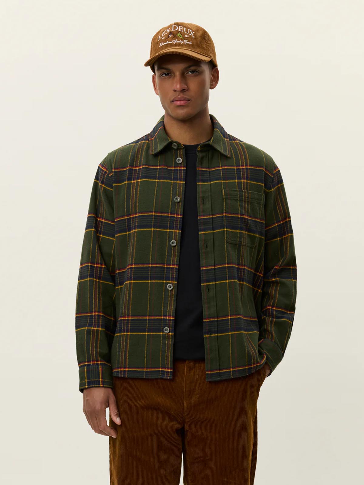 Les Deux Lennon Check Overshirt Fudge