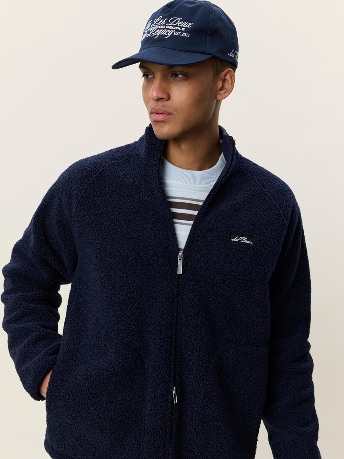 Les Deux Patch Teddy Jacket Dark Navy