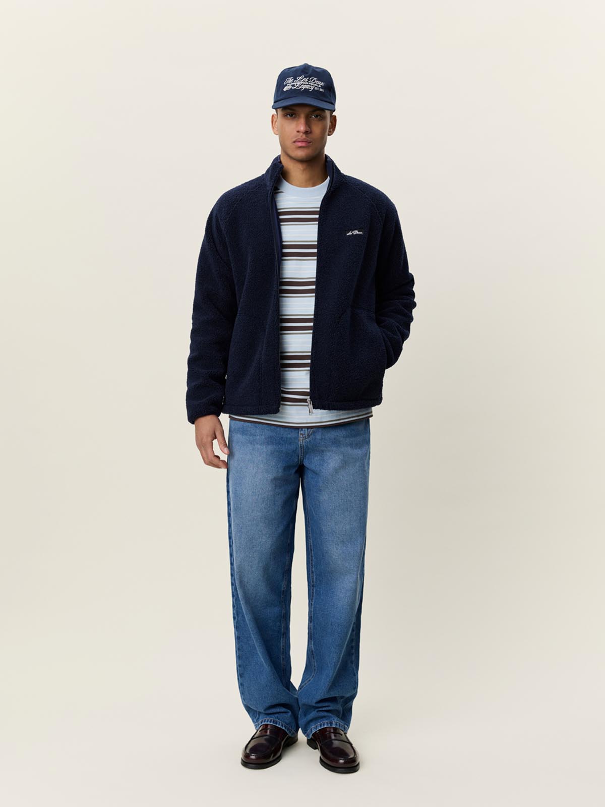 Les Deux Patch Teddy Jacket Dark Navy