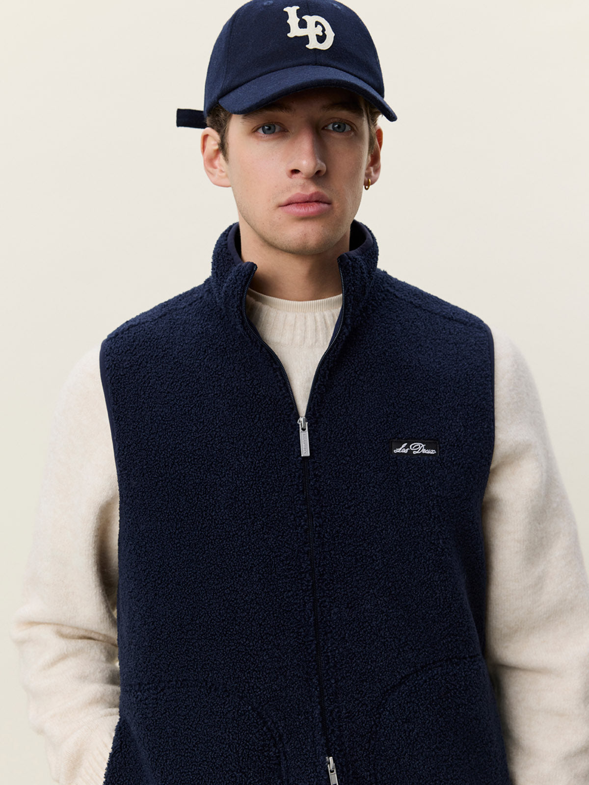 Les Deux Patch Teddy Vest Dark Navy