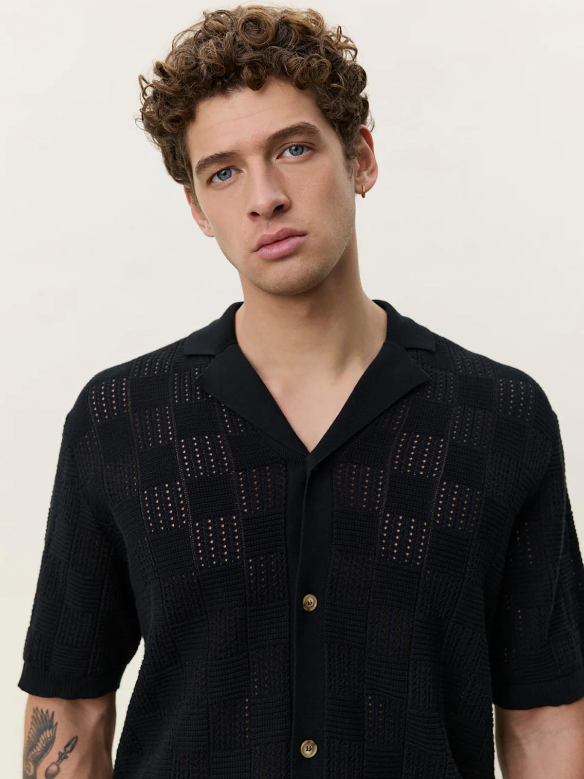 Les Deux Squared Knitted SS Shirt Black