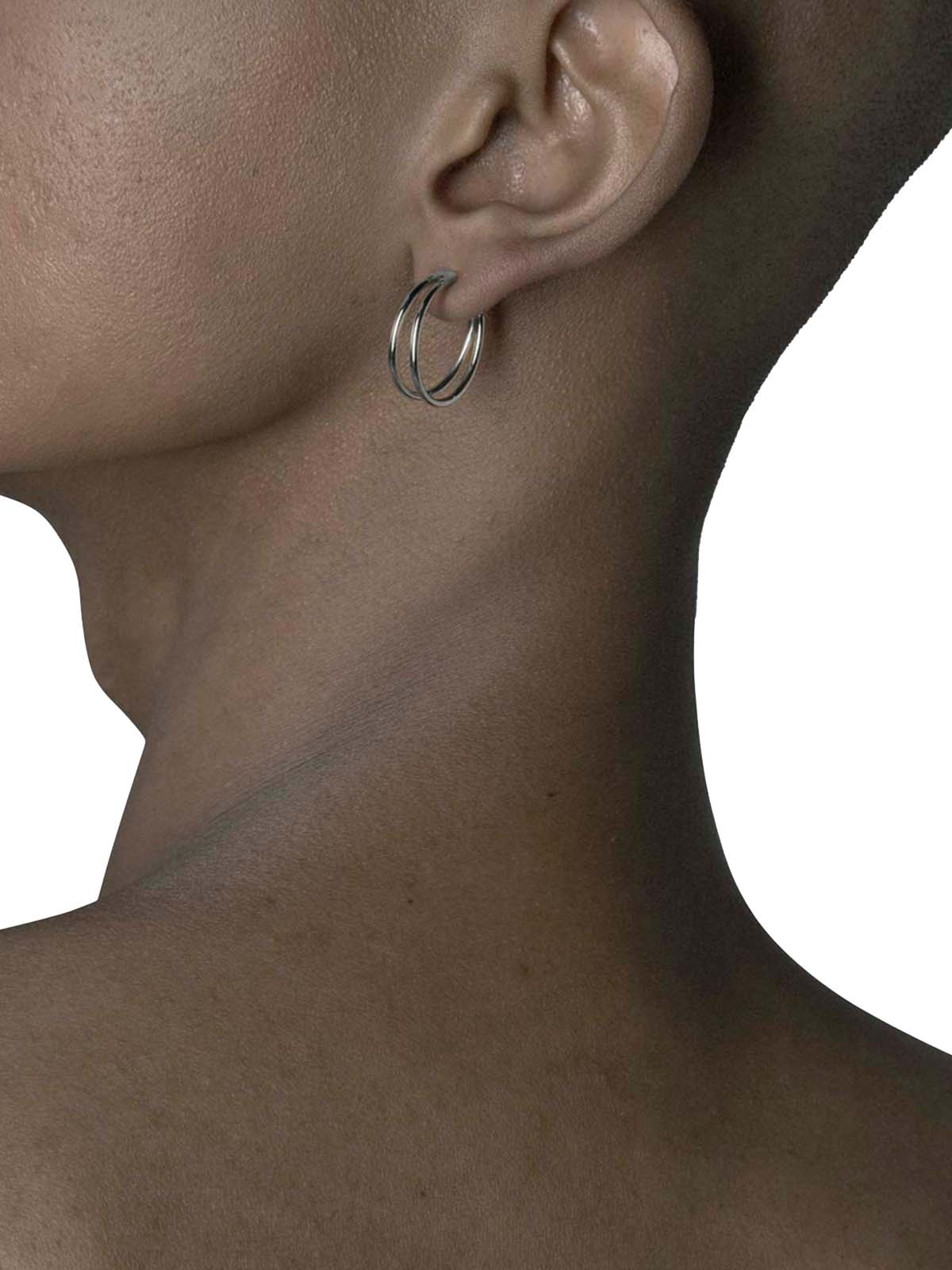 Les Solides Double Round Hoops Silver