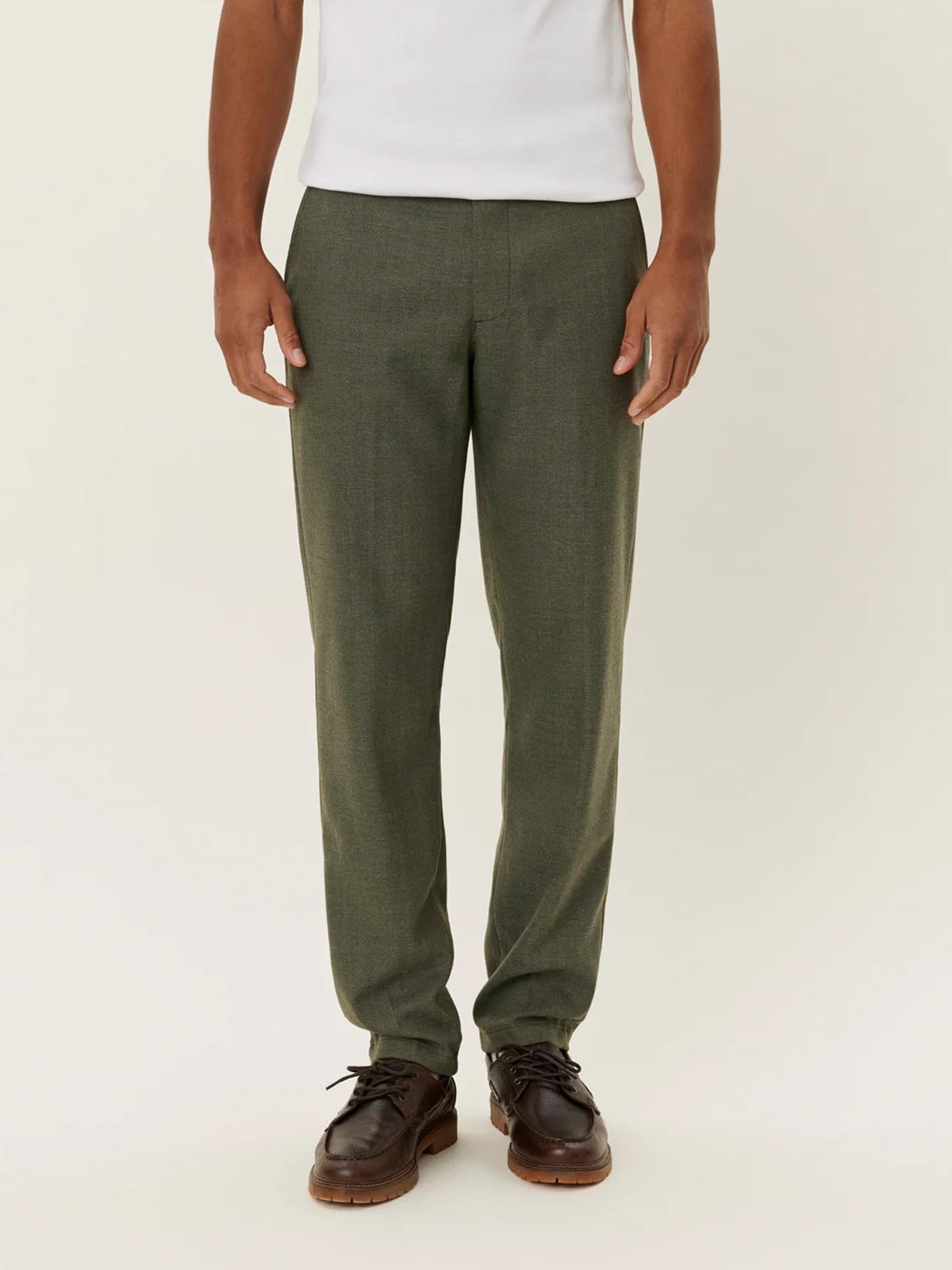 Les Deux Como Reg Herringbone Suit Pants Forest Green L32