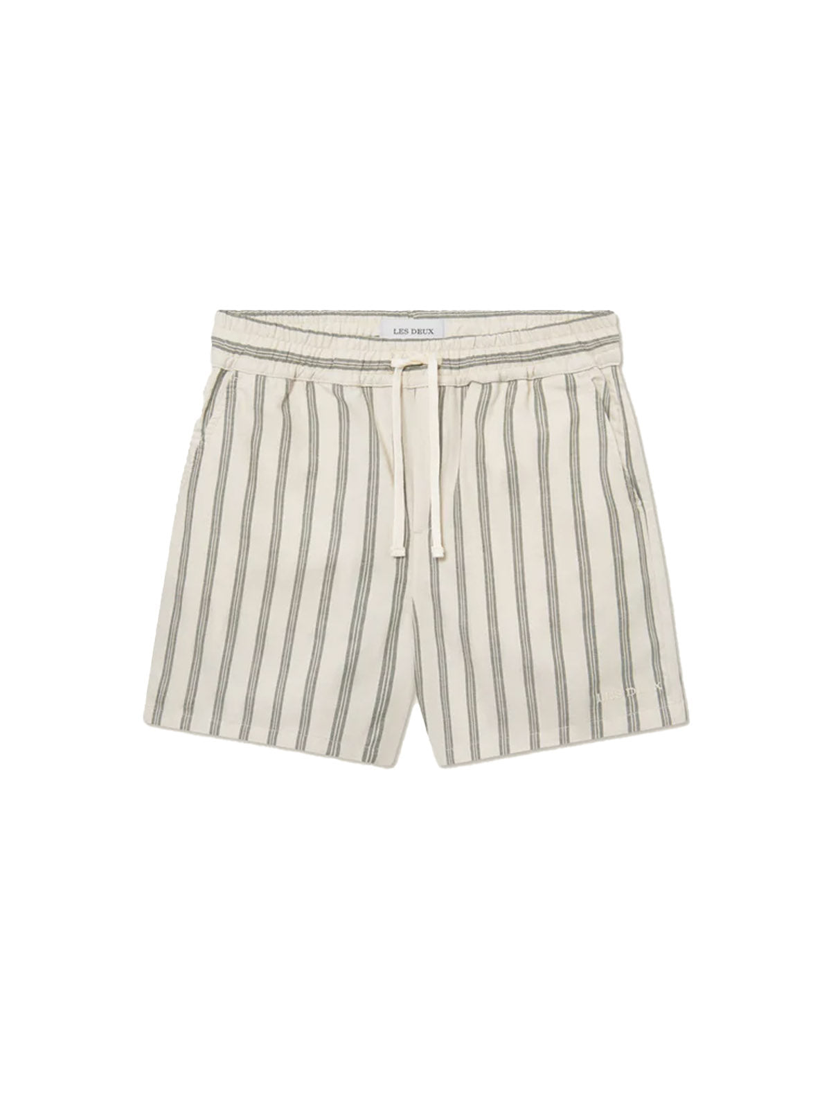 Les Deux Lawson Stripe Shorts Ivory Chive