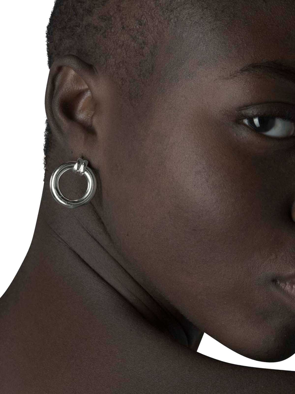 Les Solides Retro Single Hoops Silver