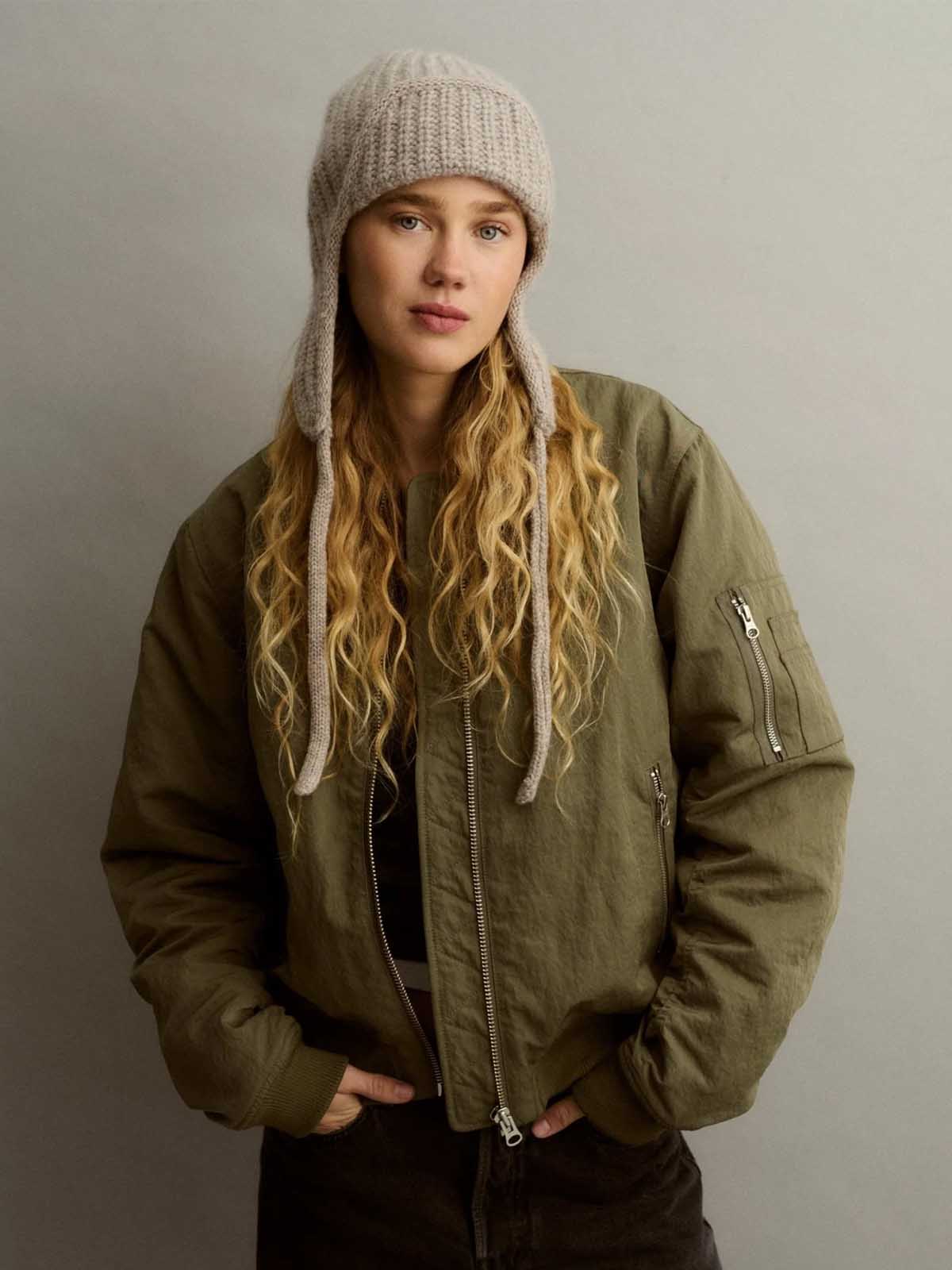 Lovem Aviator Cashmere Hat Light Grey