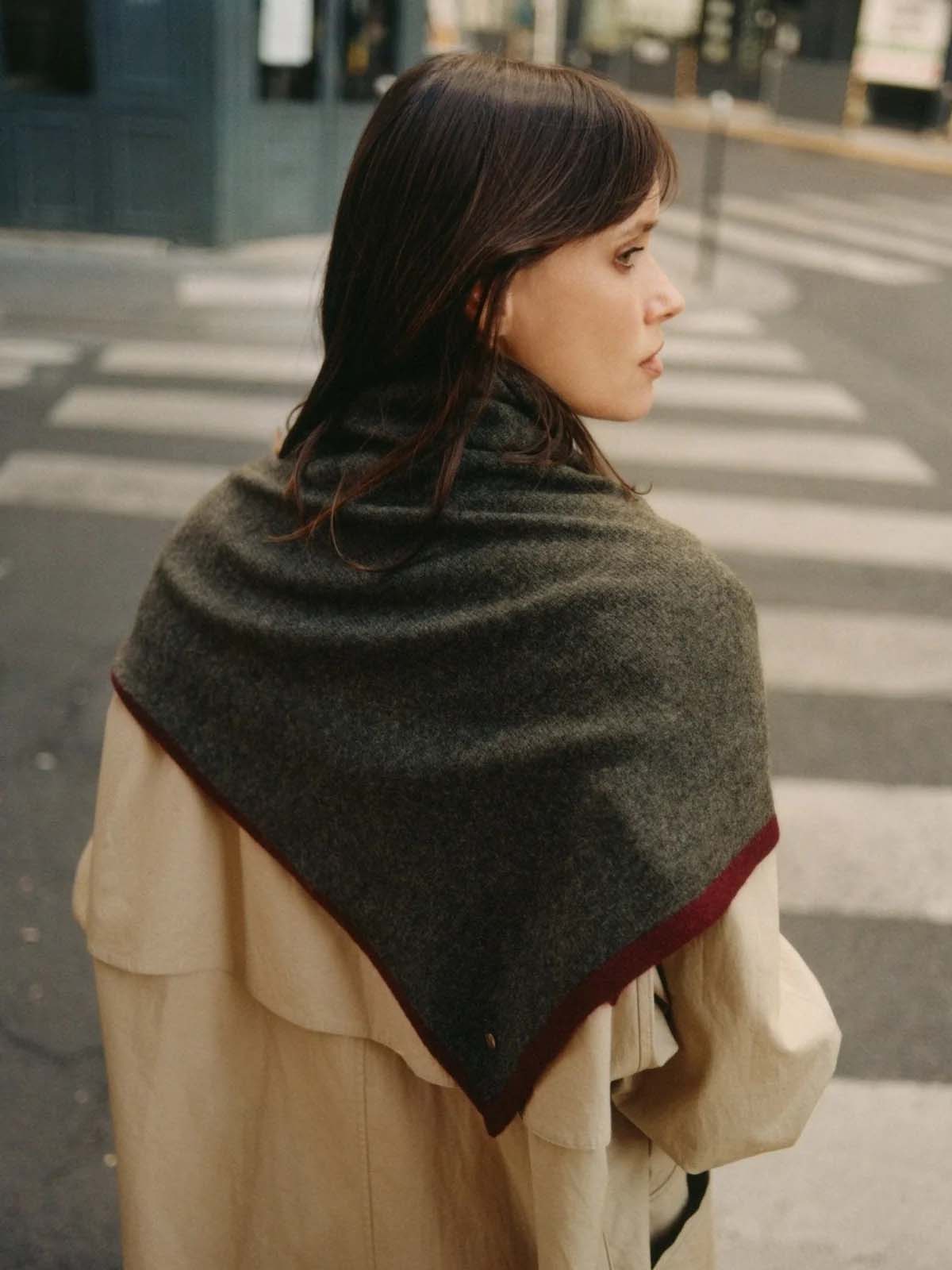 Lovem Lola Cashmere Stole Dark Green / Dark Red