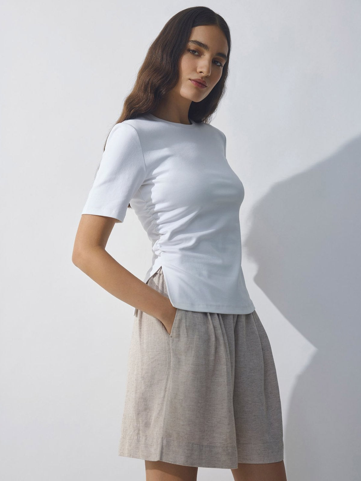 MSCH Viana Ginia HW Shorts Sand Melange